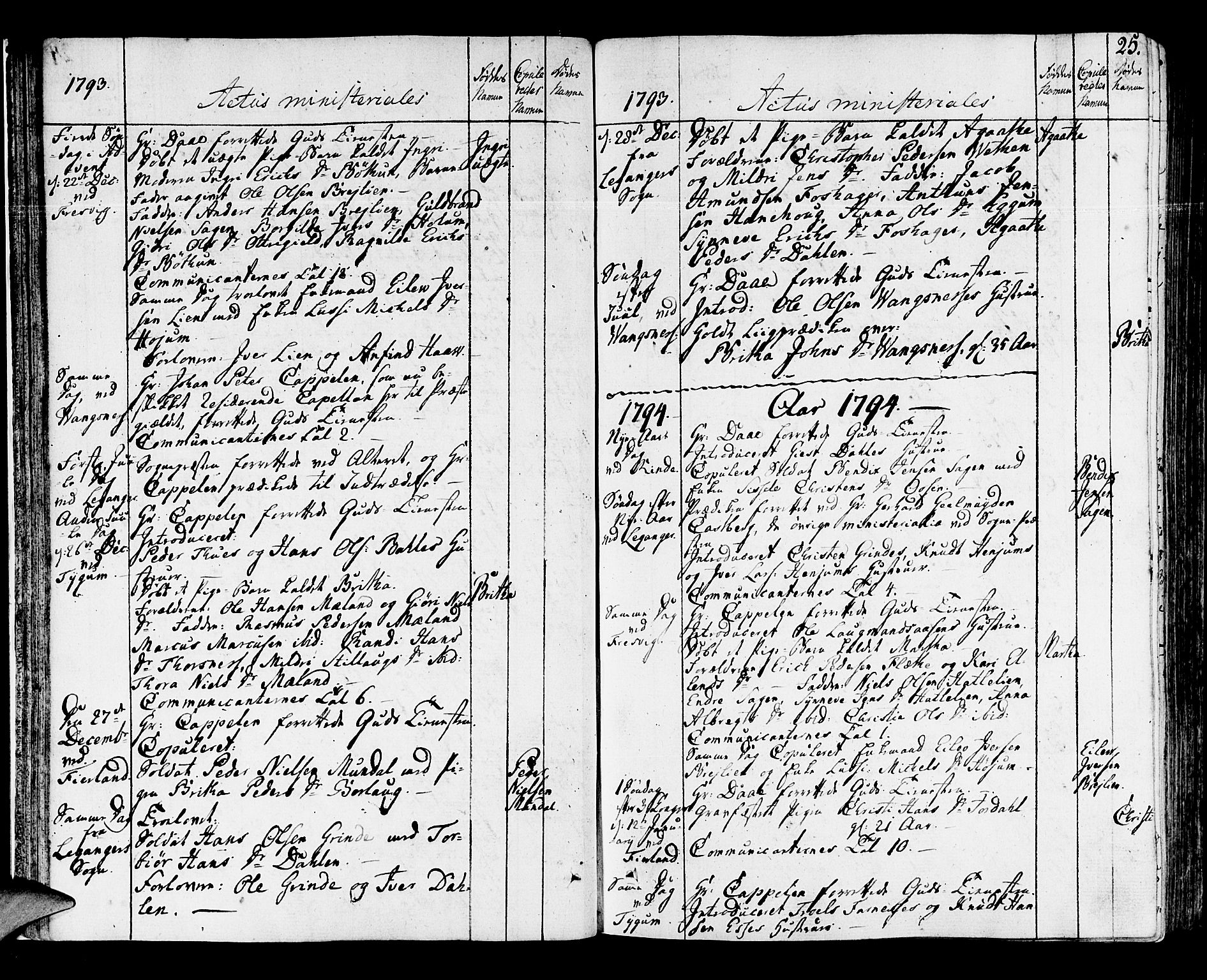 Leikanger sokneprestembete, AV/SAB-A-81001/H/Haa/Haaa/L0005: Parish register (official) no. A 5, 1792-1809, p. 25