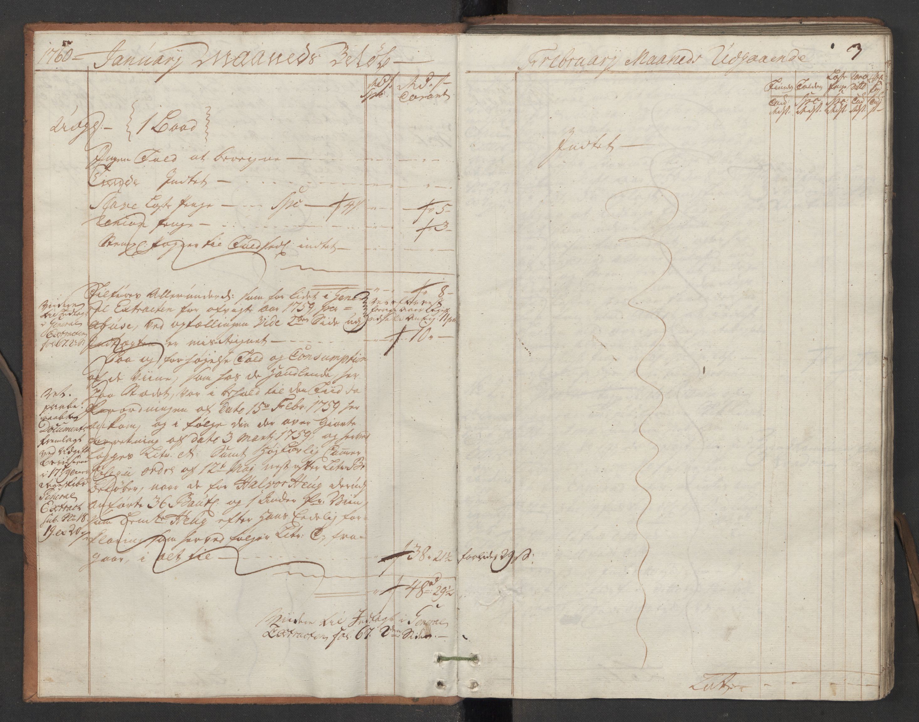 Generaltollkammeret, tollregnskaper, RA/EA-5490/R13/L0029/0001: Tollregnskaper Kragerø / Utgående hovedtollbok, 1760, p. 2b-3a