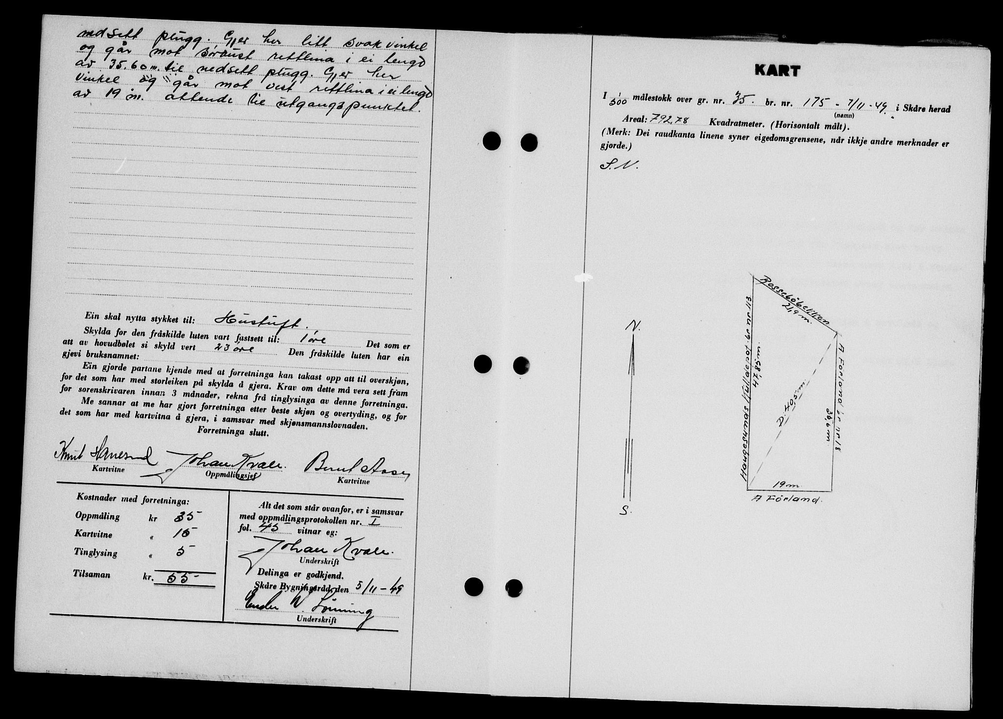 Karmsund sorenskriveri, SAST/A-100311/01/II/IIB/L0098: Mortgage book no. 78A, 1949-1950, Diary no: : 3165/1949