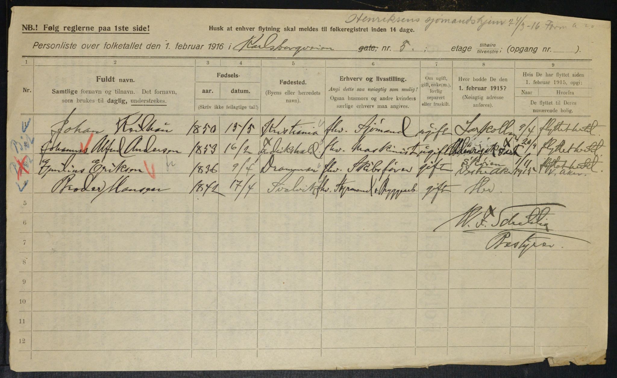 OBA, Municipal Census 1916 for Kristiania, 1916, p. 49989