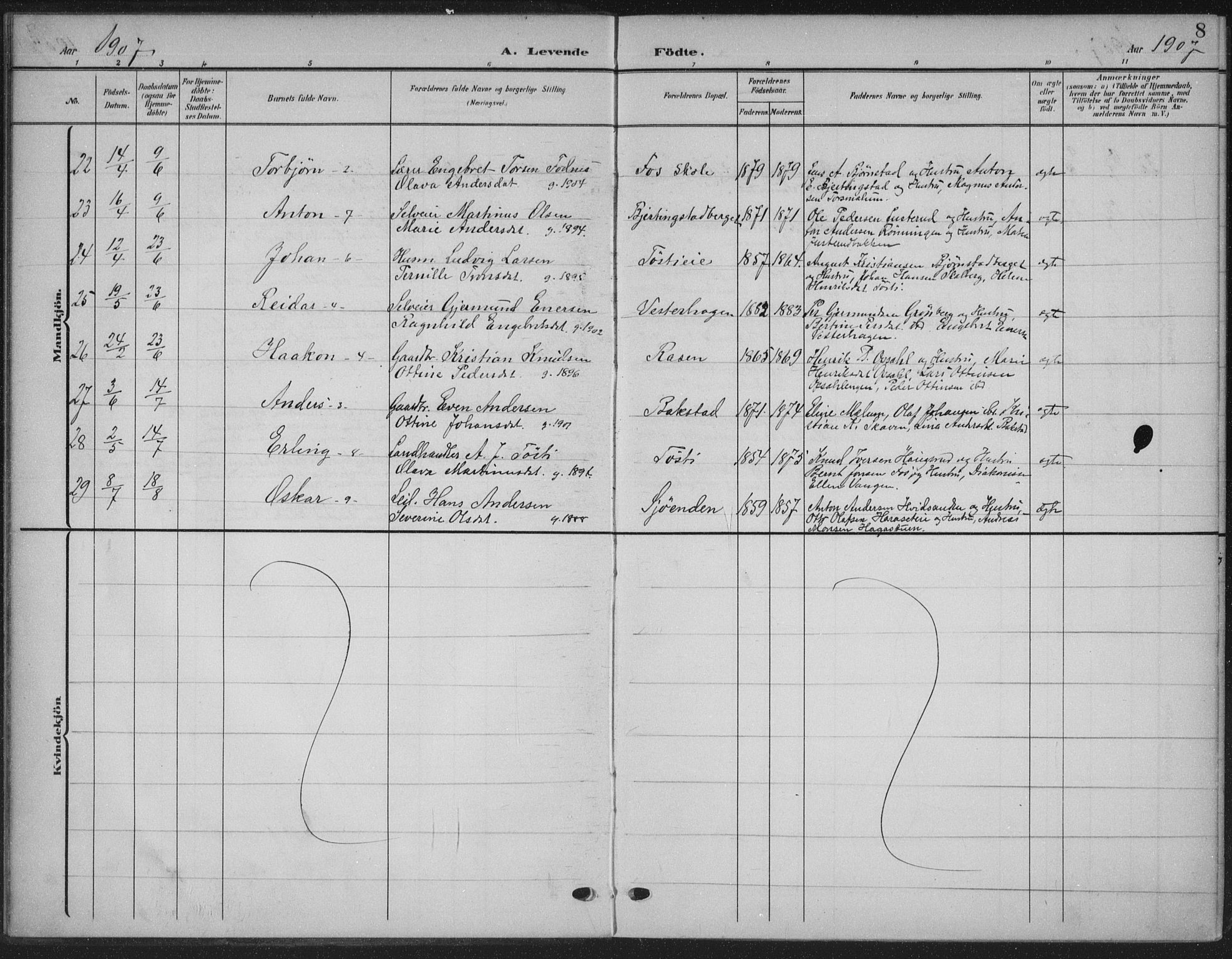 Romedal prestekontor, AV/SAH-PREST-004/K/L0009: Parish register (official) no. 9, 1906-1929, p. 8