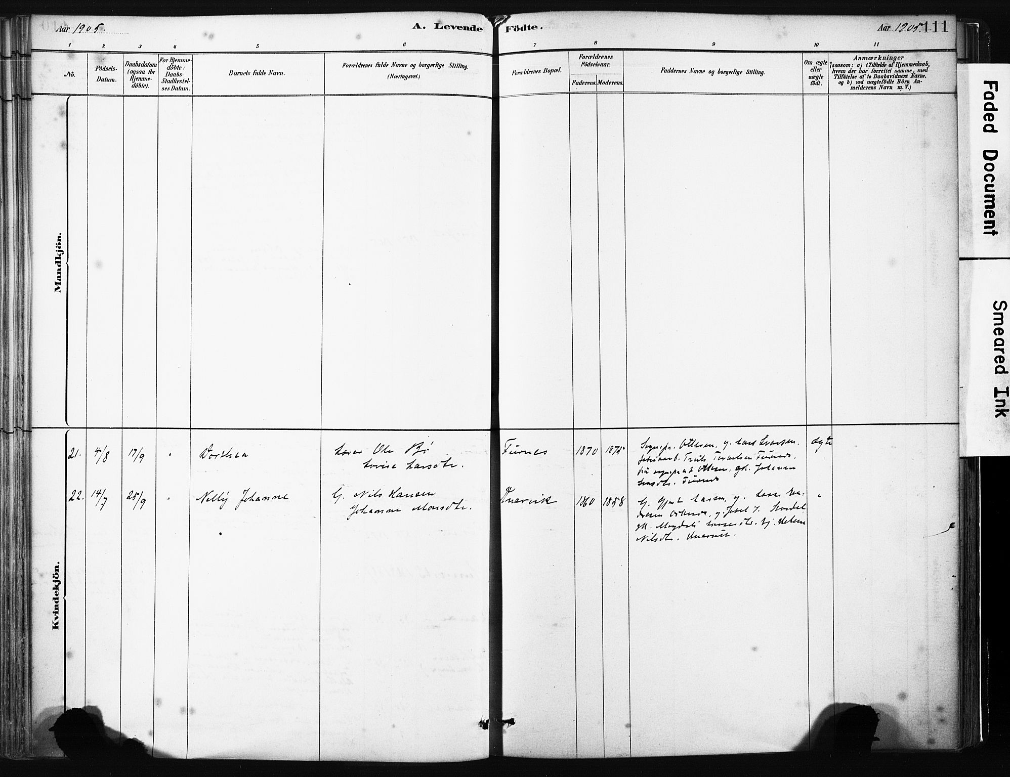 Gulen sokneprestembete, AV/SAB-A-80201/H/Haa/Haab/L0001: Parish register (official) no. B 1, 1881-1905, p. 111