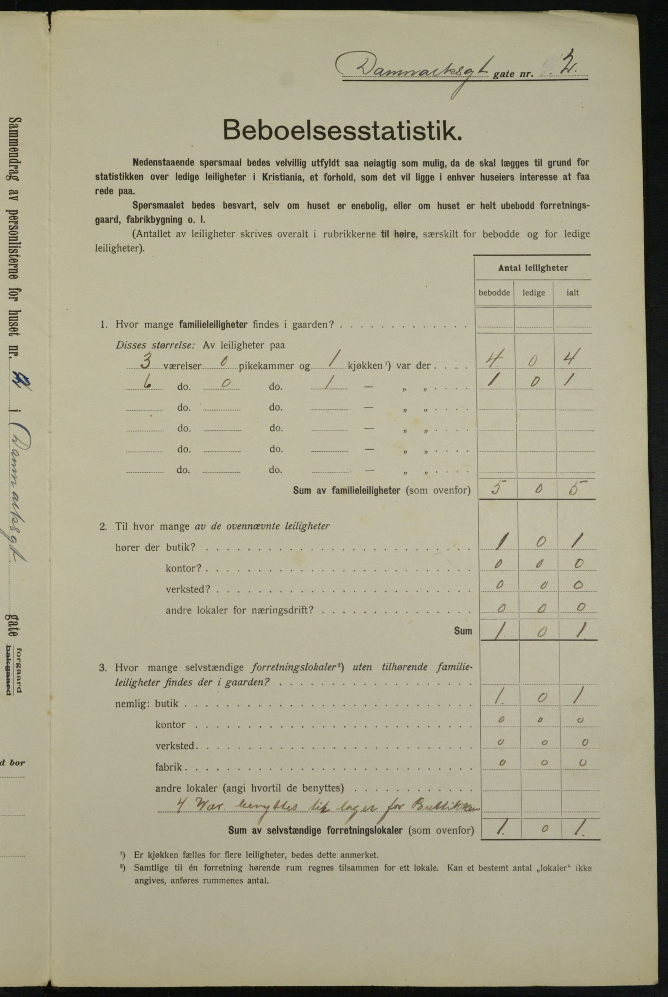 OBA, Municipal Census 1913 for Kristiania, 1913, p. 14607