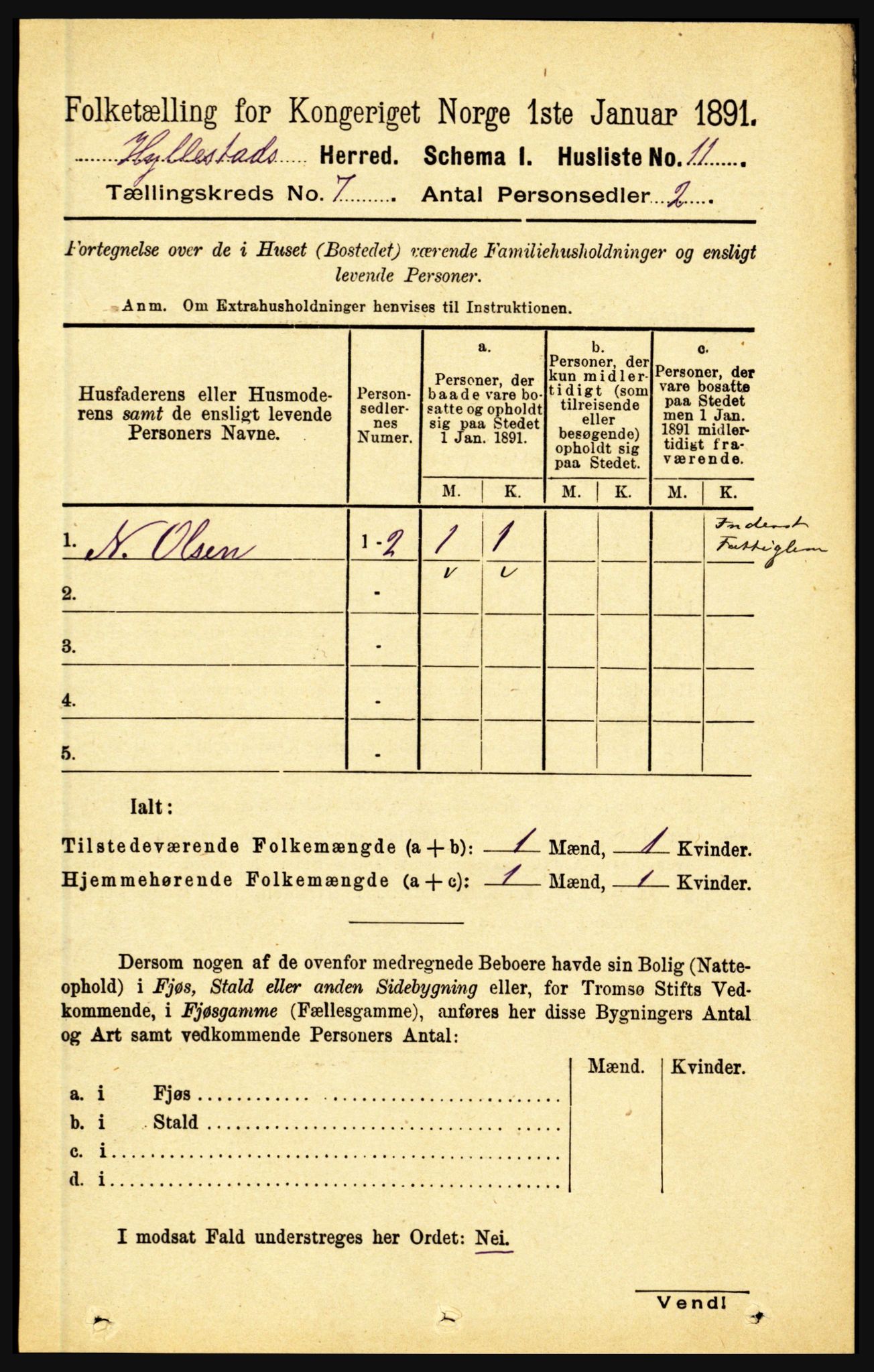 RA, 1891 census for 1413 Hyllestad, 1891, p. 1171