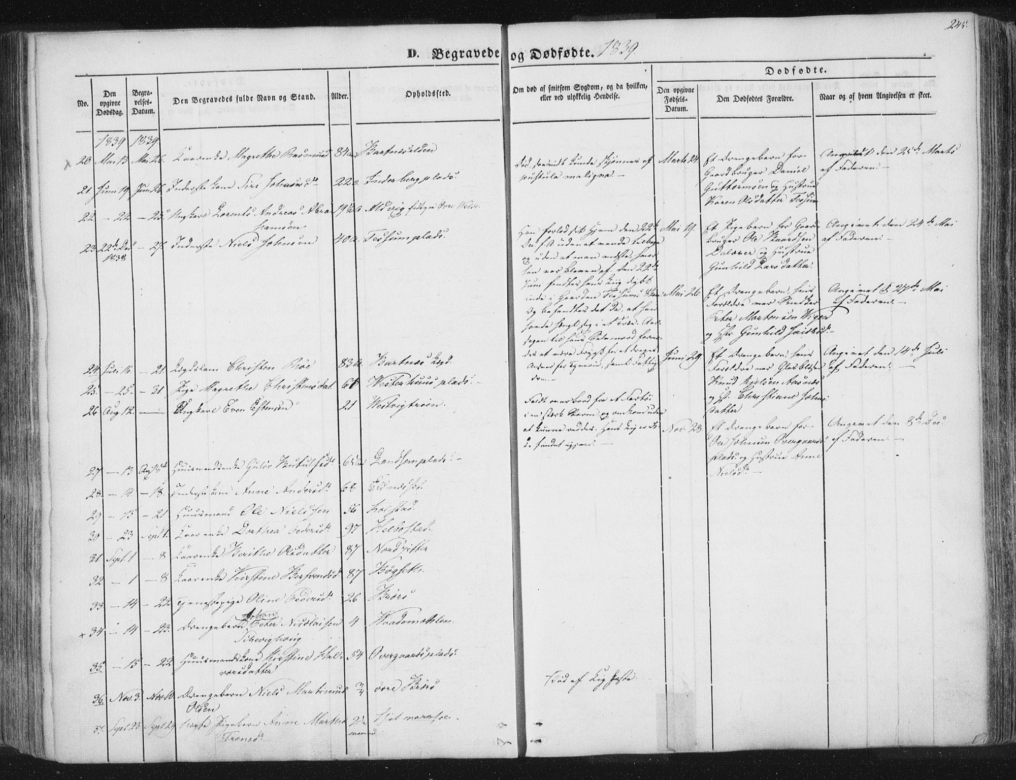 Ministerialprotokoller, klokkerbøker og fødselsregistre - Nord-Trøndelag, SAT/A-1458/741/L0392: Parish register (official) no. 741A06, 1836-1848, p. 245