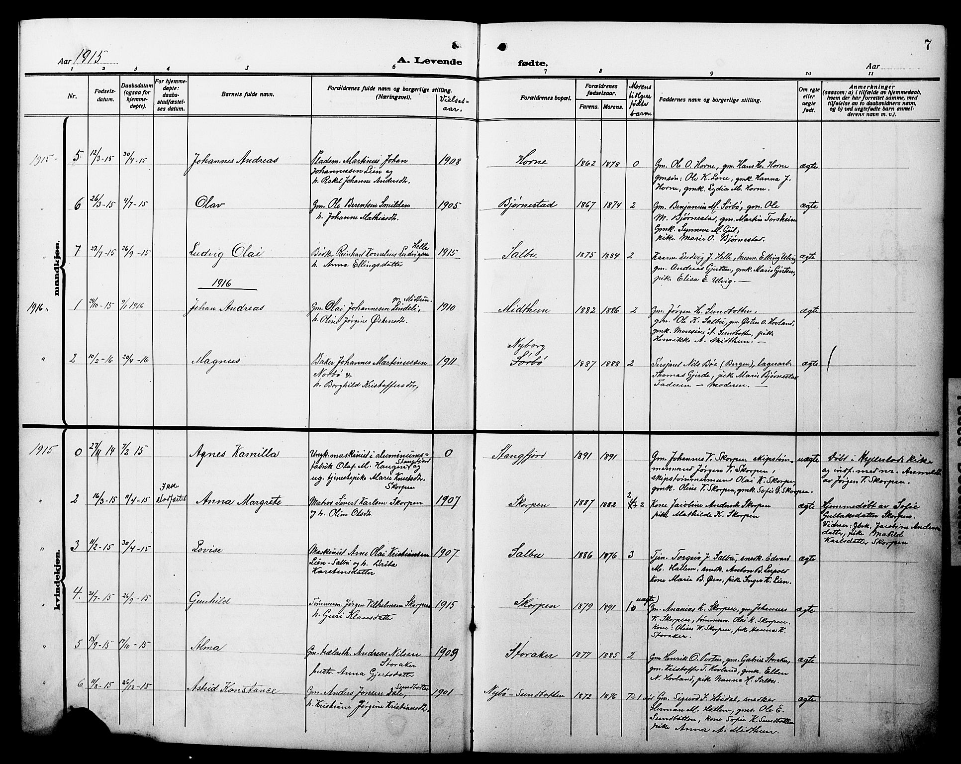 Hyllestad sokneprestembete, AV/SAB-A-80401: Parish register (copy) no. C 4, 1914-1927, p. 7