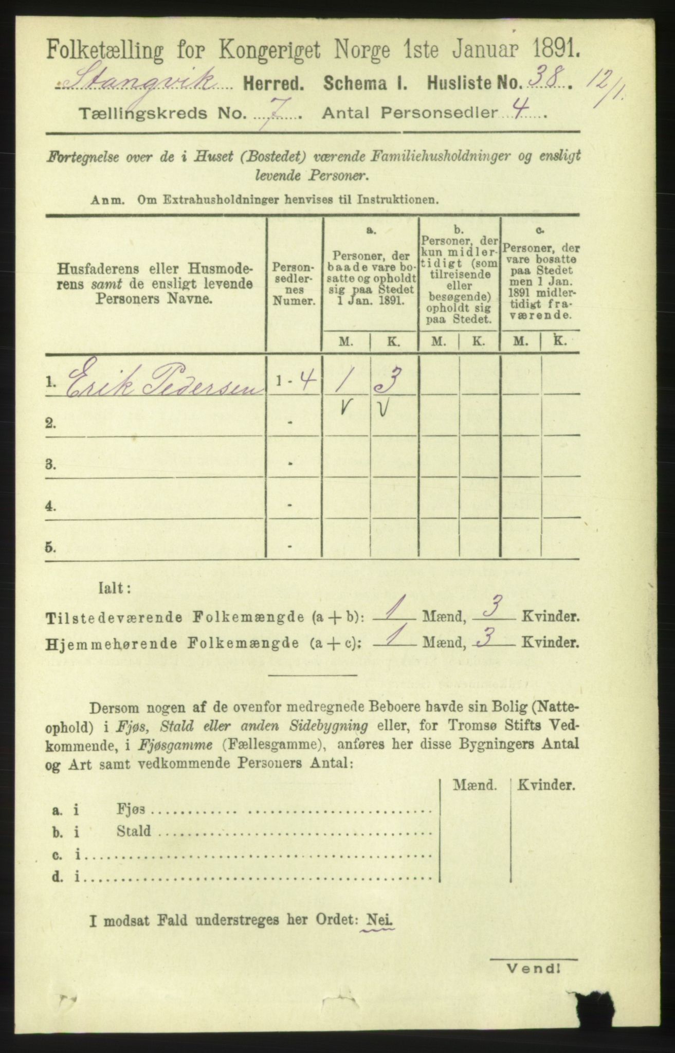 RA, 1891 census for 1564 Stangvik, 1891, p. 3010