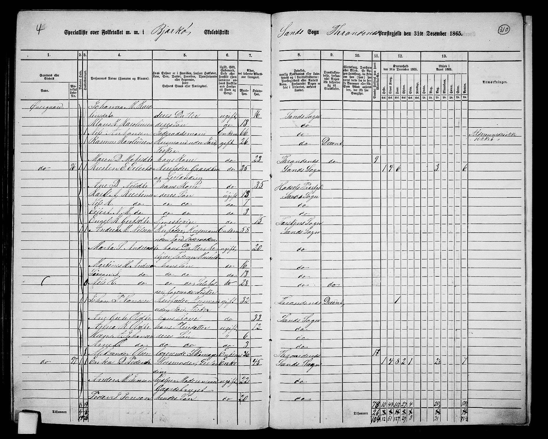 RA, 1865 census for Trondenes, 1865, p. 190