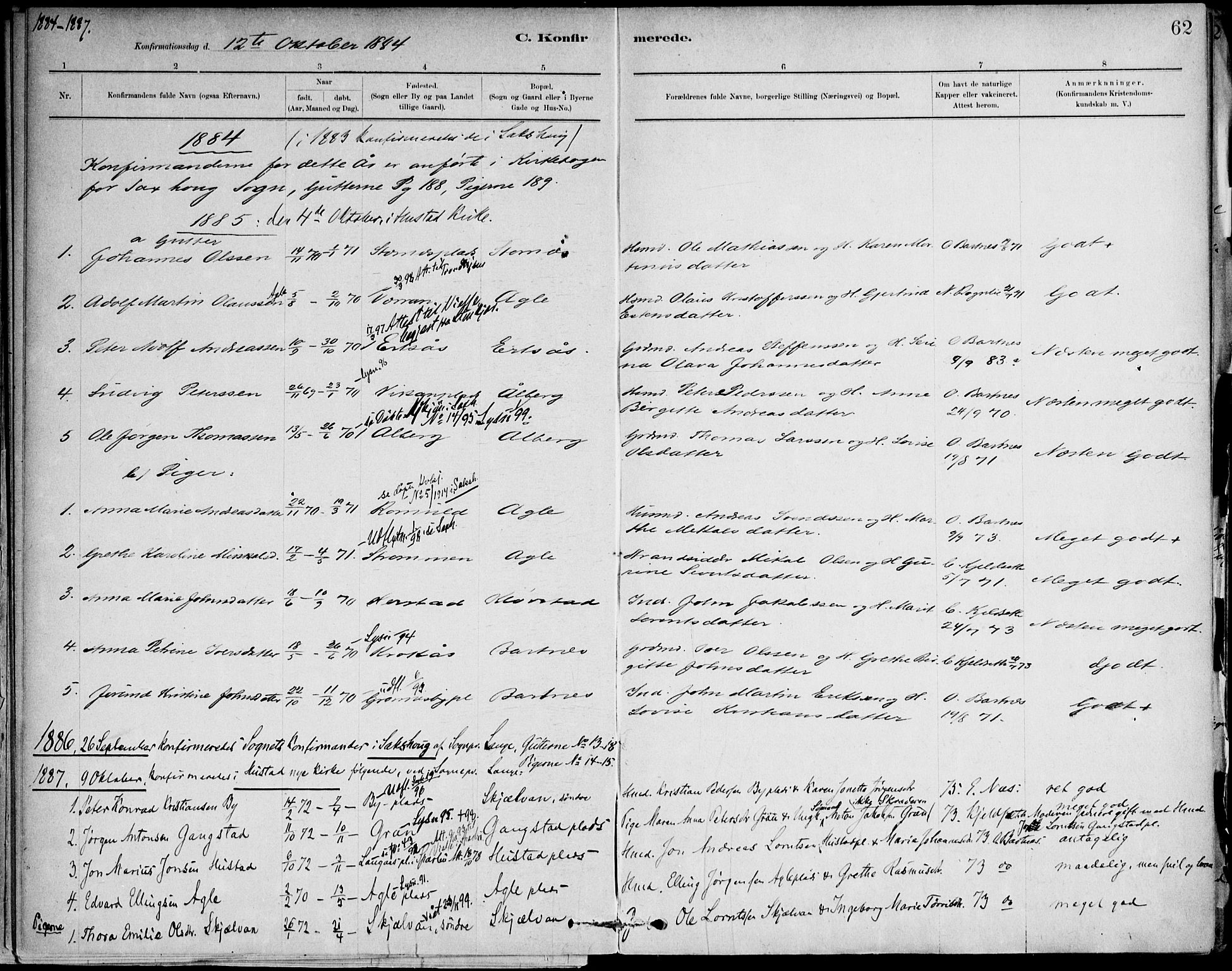 Ministerialprotokoller, klokkerbøker og fødselsregistre - Nord-Trøndelag, AV/SAT-A-1458/732/L0316: Parish register (official) no. 732A01, 1879-1921, p. 62