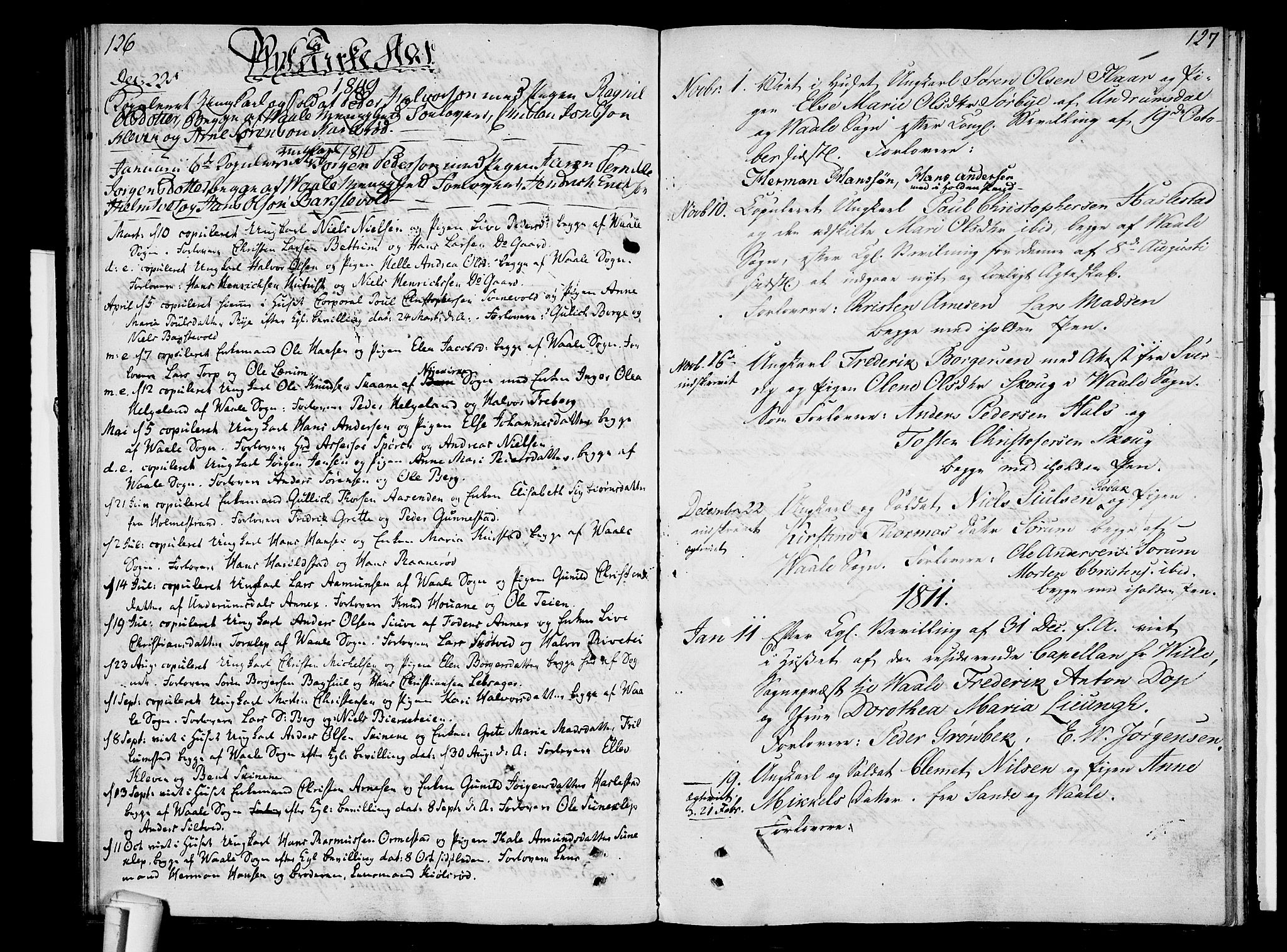 Våle kirkebøker, SAKO/A-334/F/Fa/L0006: Parish register (official) no. I 6, 1808-1814, p. 126-127