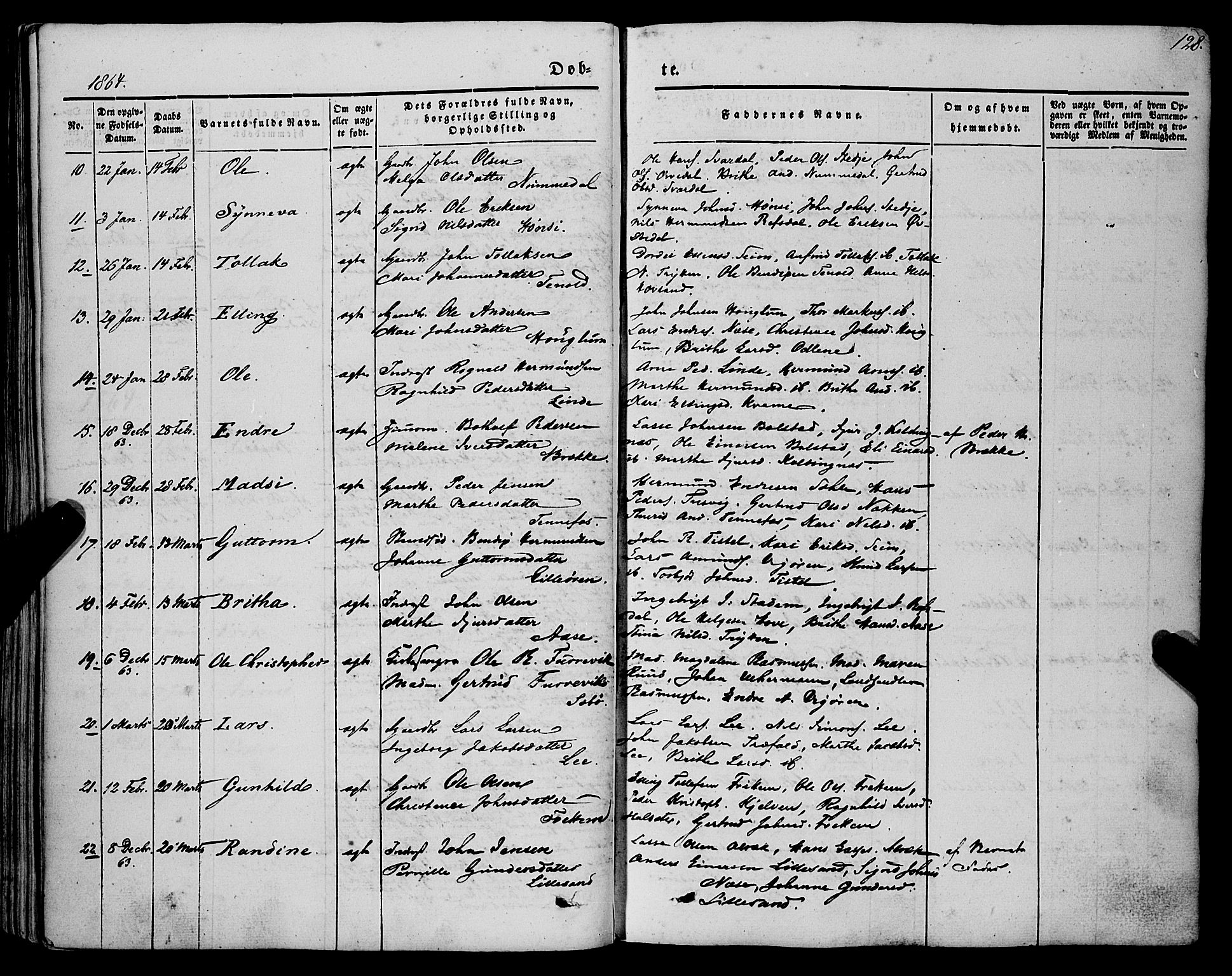 Vik sokneprestembete, AV/SAB-A-81501/H/Haa/Haaa/L0008: Parish register (official) no. A 8, 1846-1865, p. 128