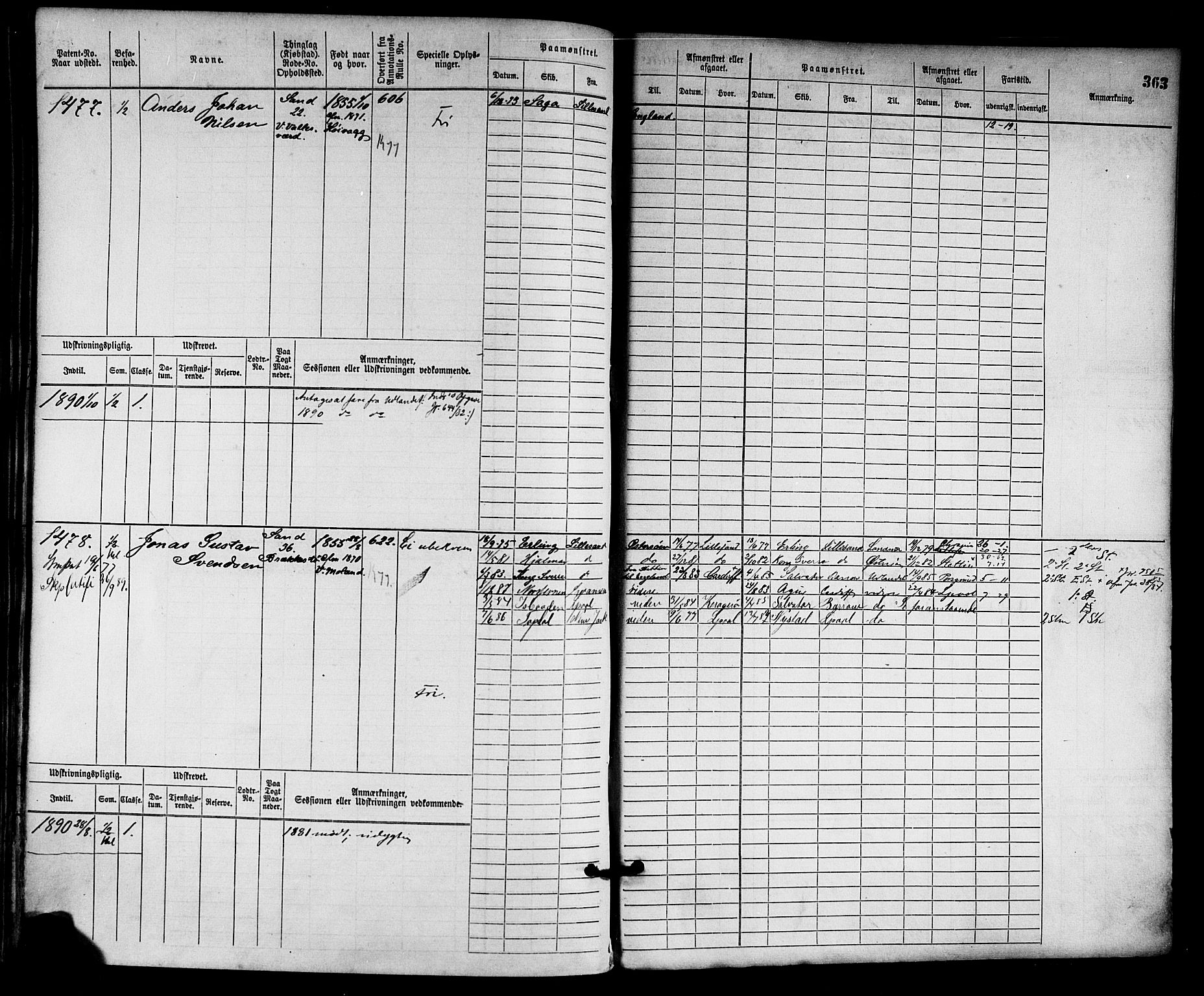 Lillesand mønstringskrets, AV/SAK-2031-0014/F/Fb/L0013: Hovedrulle nr 755-1516 uten register, G-4, 1869-1920, p. 376