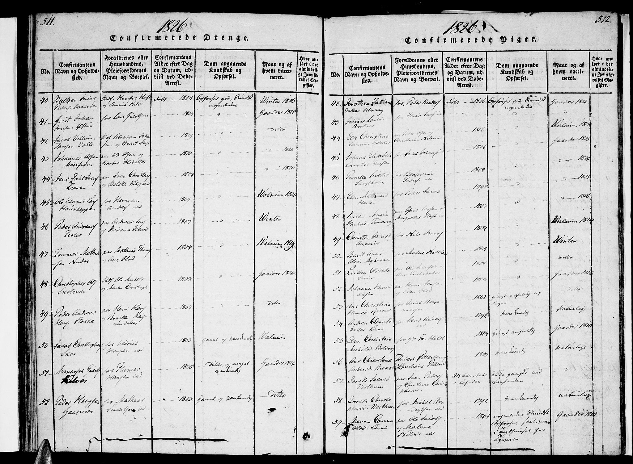 Ministerialprotokoller, klokkerbøker og fødselsregistre - Nordland, SAT/A-1459/830/L0445: Parish register (official) no. 830A09, 1820-1830, p. 511-512