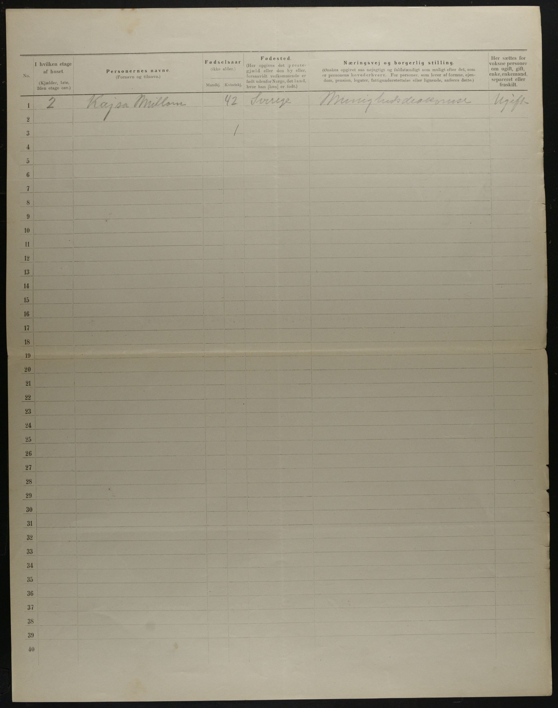 OBA, Municipal Census 1901 for Kristiania, 1901, p. 16343