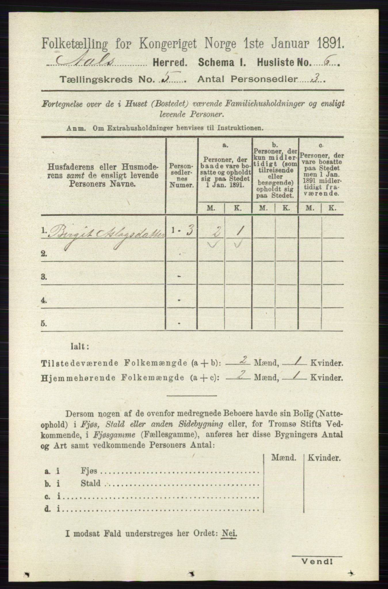 RA, 1891 census for 0619 Ål, 1891, p. 1341