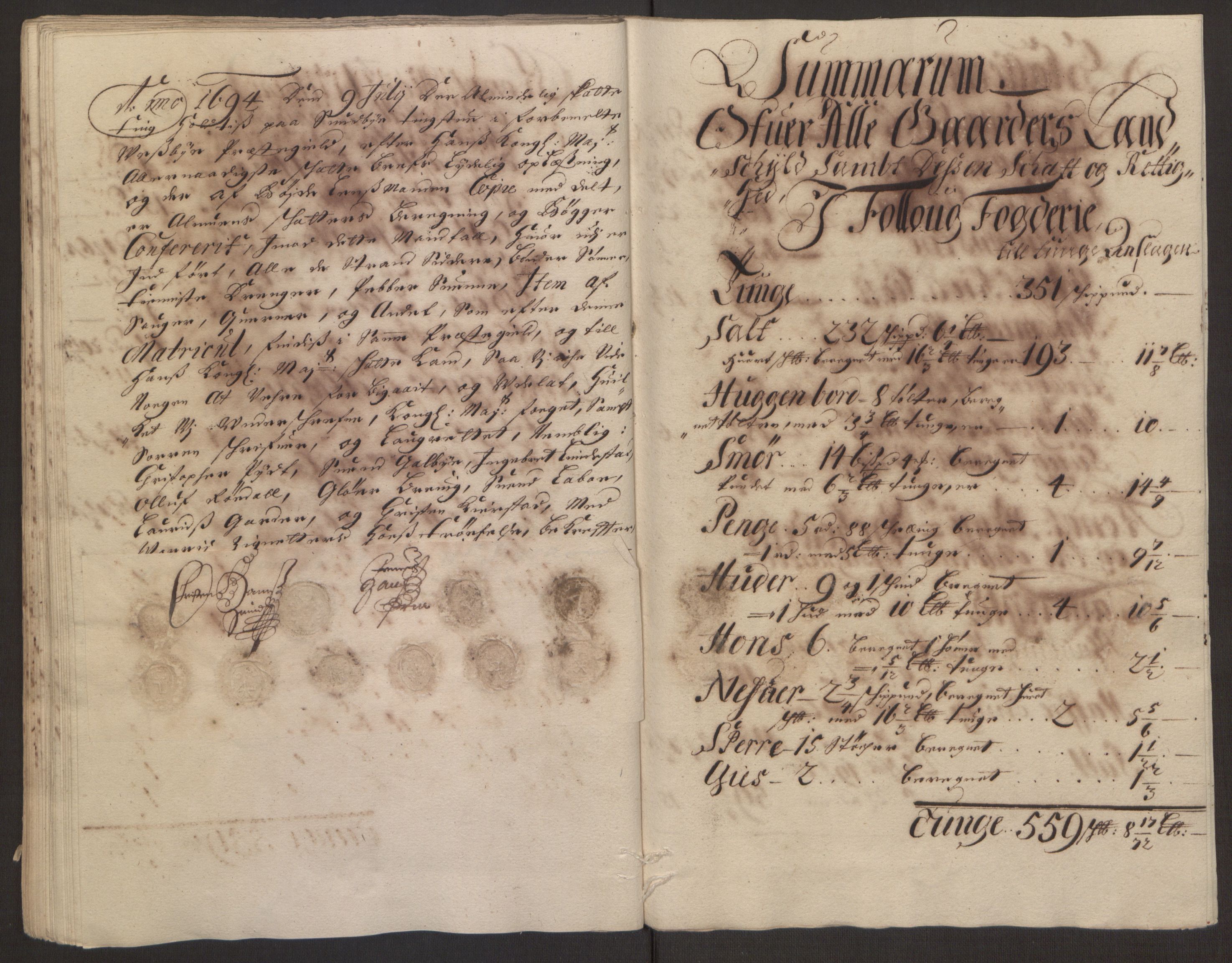 Rentekammeret inntil 1814, Reviderte regnskaper, Fogderegnskap, AV/RA-EA-4092/R10/L0438: Fogderegnskap Aker og Follo, 1694, p. 118