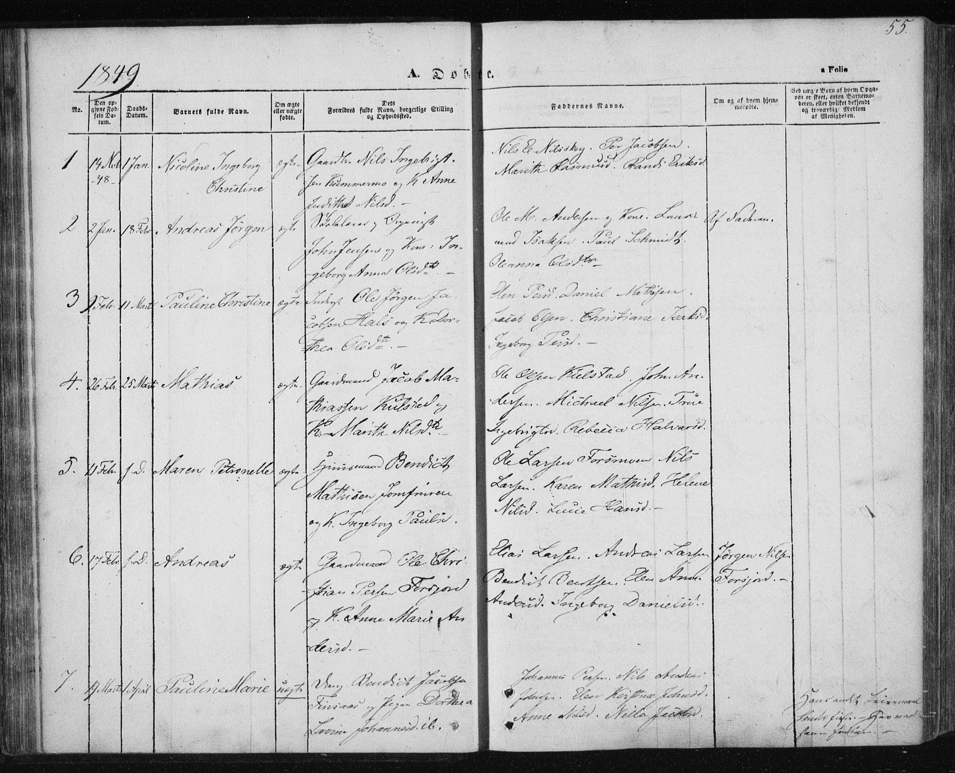 Ministerialprotokoller, klokkerbøker og fødselsregistre - Nordland, AV/SAT-A-1459/820/L0291: Parish register (official) no. 820A12, 1846-1854, p. 55