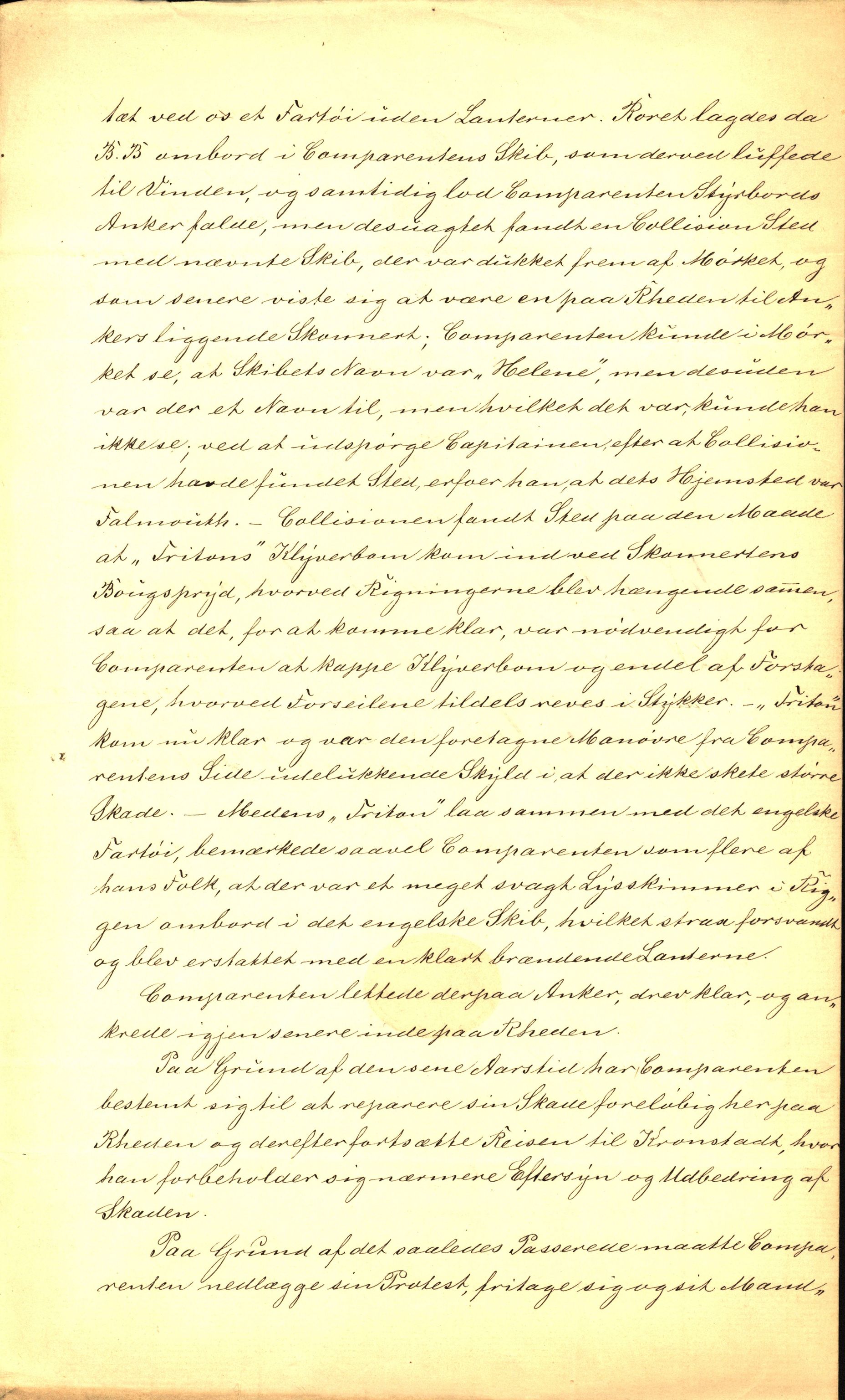 Pa 63 - Østlandske skibsassuranceforening, VEMU/A-1079/G/Ga/L0017/0001: Havaridokumenter / Triton, Albama, Alfen, 1884, p. 4