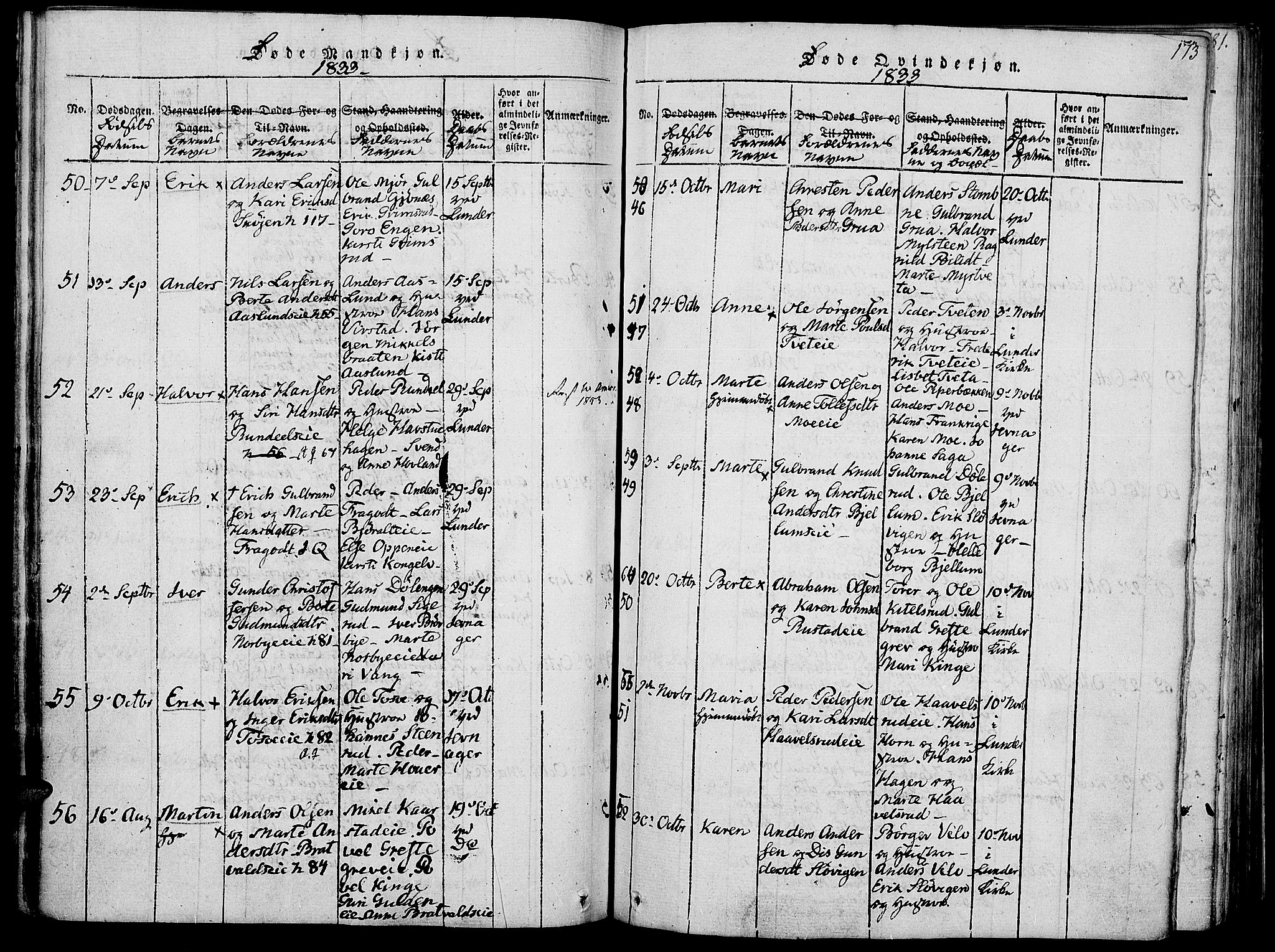 Jevnaker prestekontor, SAH/PREST-116/H/Ha/Haa/L0005: Parish register (official) no. 5, 1815-1837, p. 173