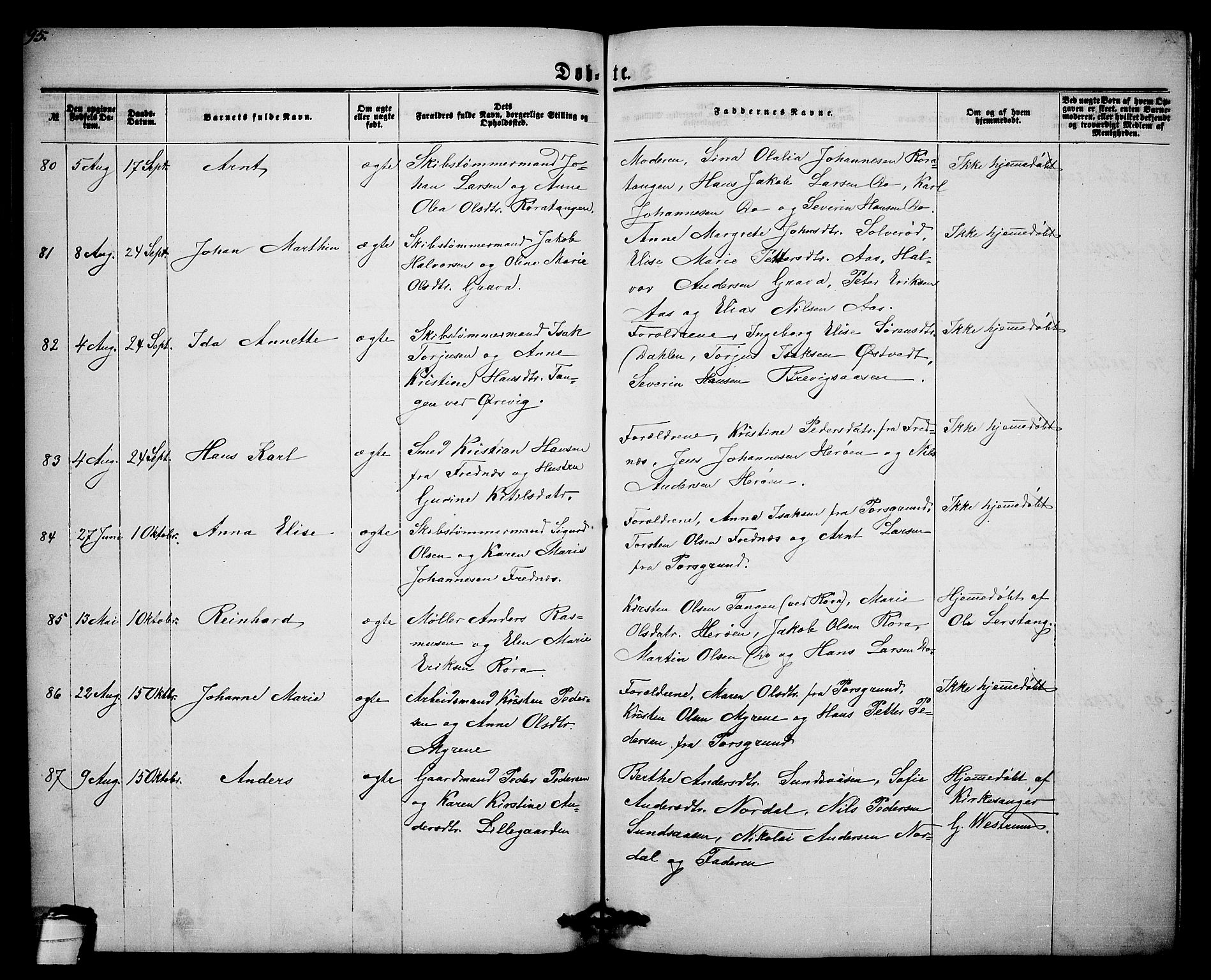 Eidanger kirkebøker, AV/SAKO-A-261/G/Ga/L0001: Parish register (copy) no. 1, 1863-1878, p. 95