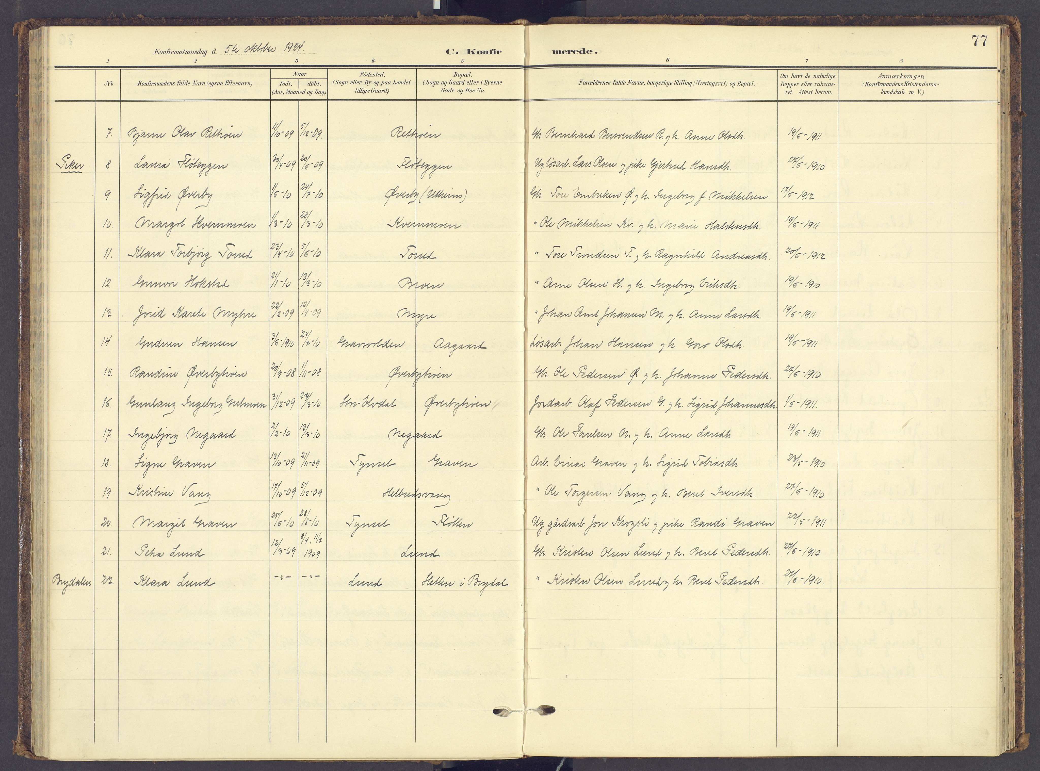 Tynset prestekontor, AV/SAH-PREST-058/H/Ha/Haa/L0028: Parish register (official) no. 28, 1902-1929, p. 77