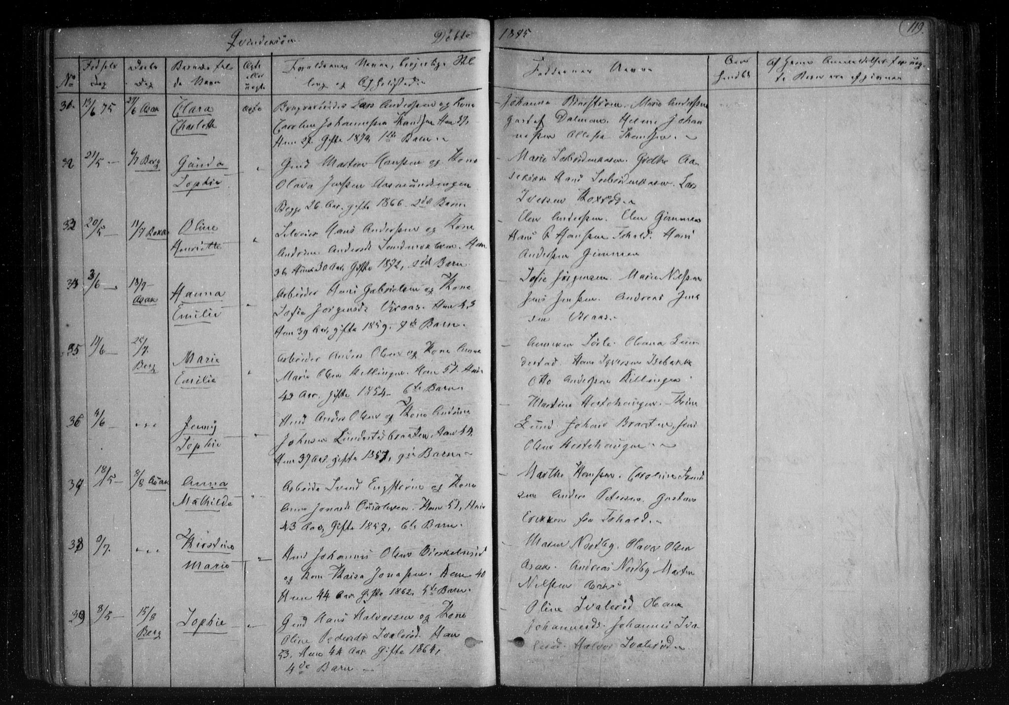 Berg prestekontor Kirkebøker, SAO/A-10902/F/Fa/L0005: Parish register (official) no. I 5, 1861-1877, p. 119