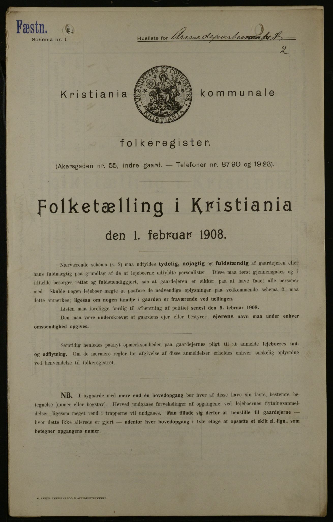 OBA, Municipal Census 1908 for Kristiania, 1908, p. 827