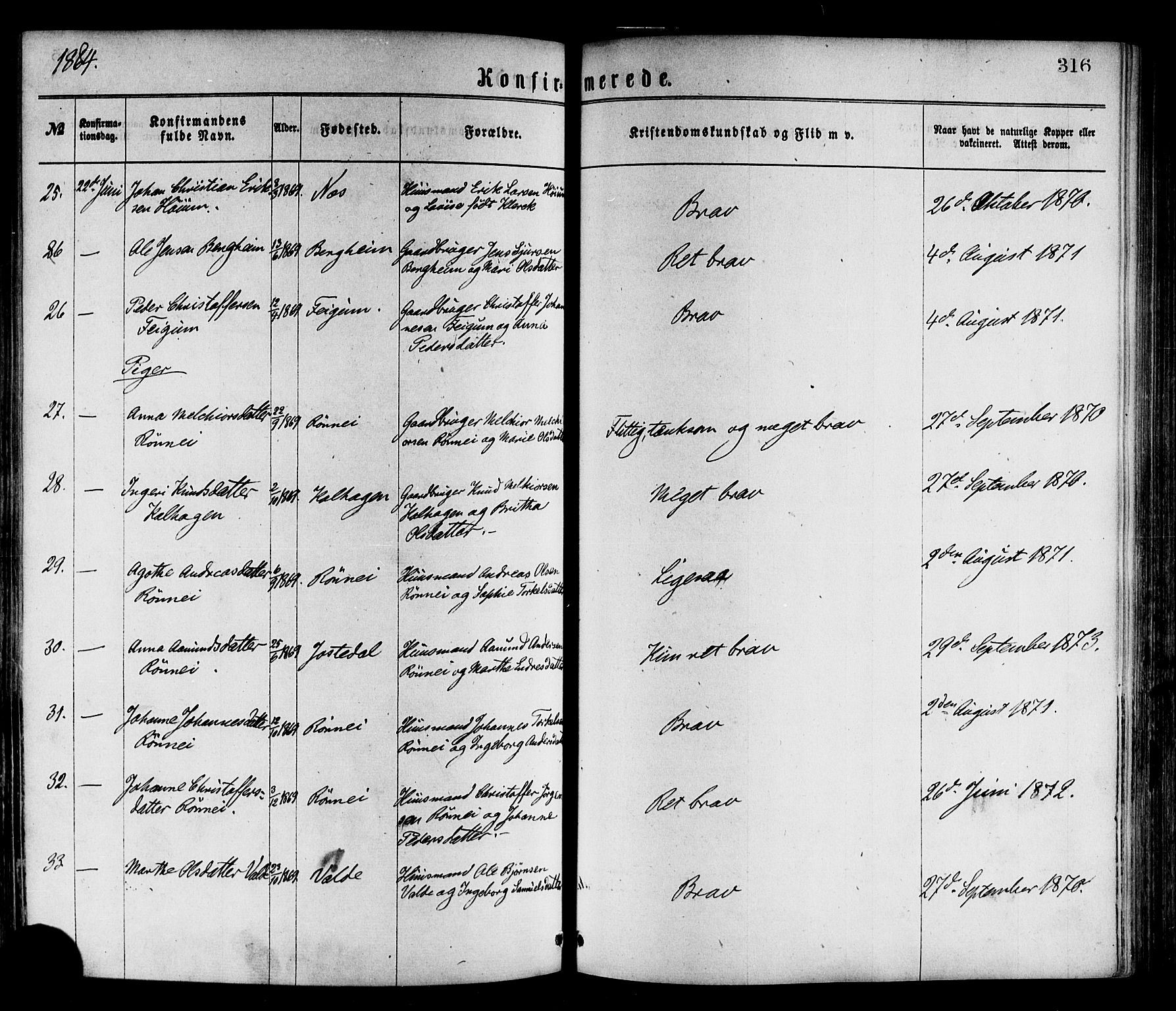 Luster sokneprestembete, AV/SAB-A-81101/H/Haa/Haaa/L0010: Parish register (official) no. A 10, 1871-1886, p. 316