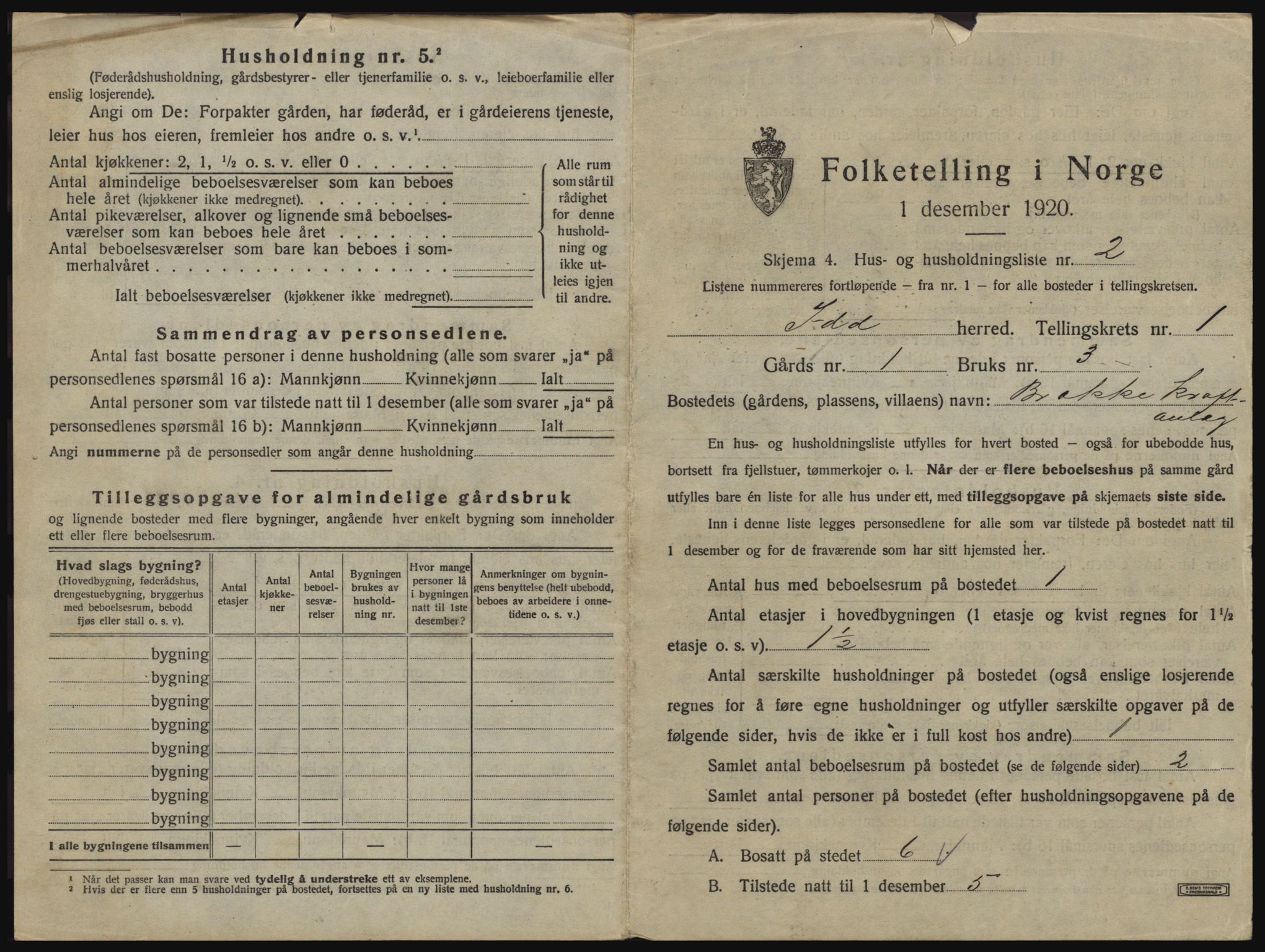 SAO, 1920 census for Idd, 1920, p. 56