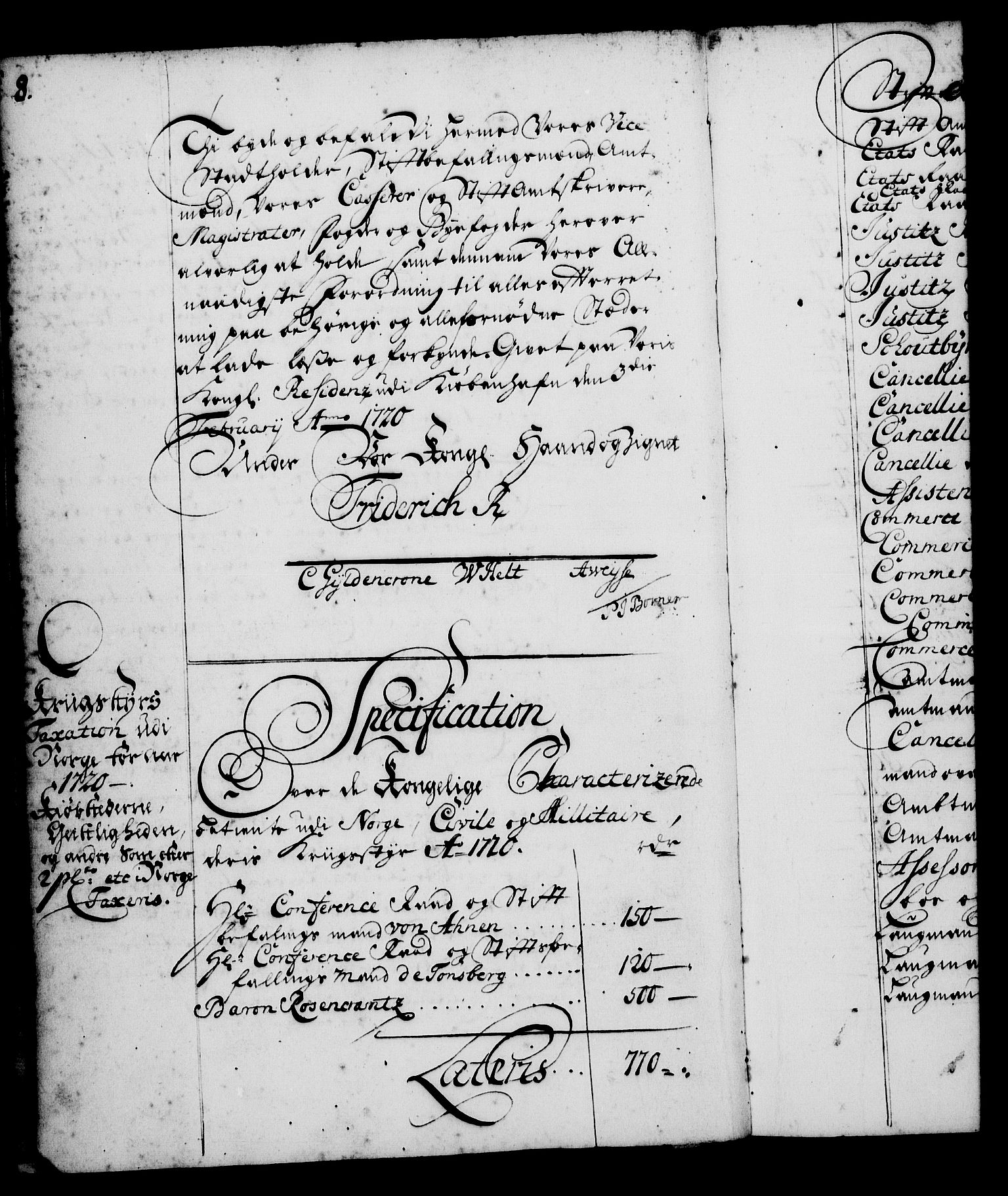 Rentekammeret, Kammerkanselliet, AV/RA-EA-3111/G/Gg/Gga/L0001: Norsk ekspedisjonsprotokoll med register (merket RK 53.1), 1720-1723, p. 8