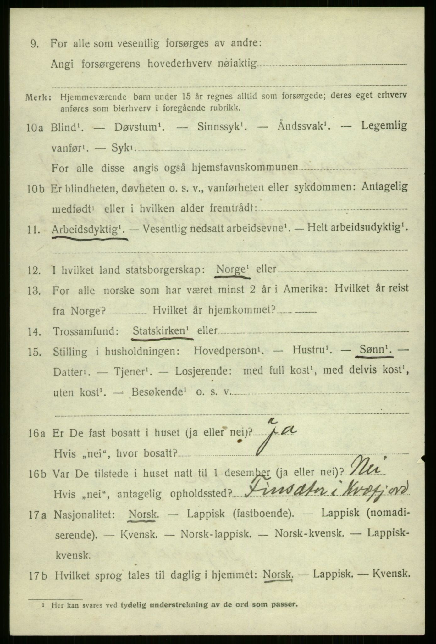 SATØ, 1920 census for Kvæfjord, 1920, p. 2148