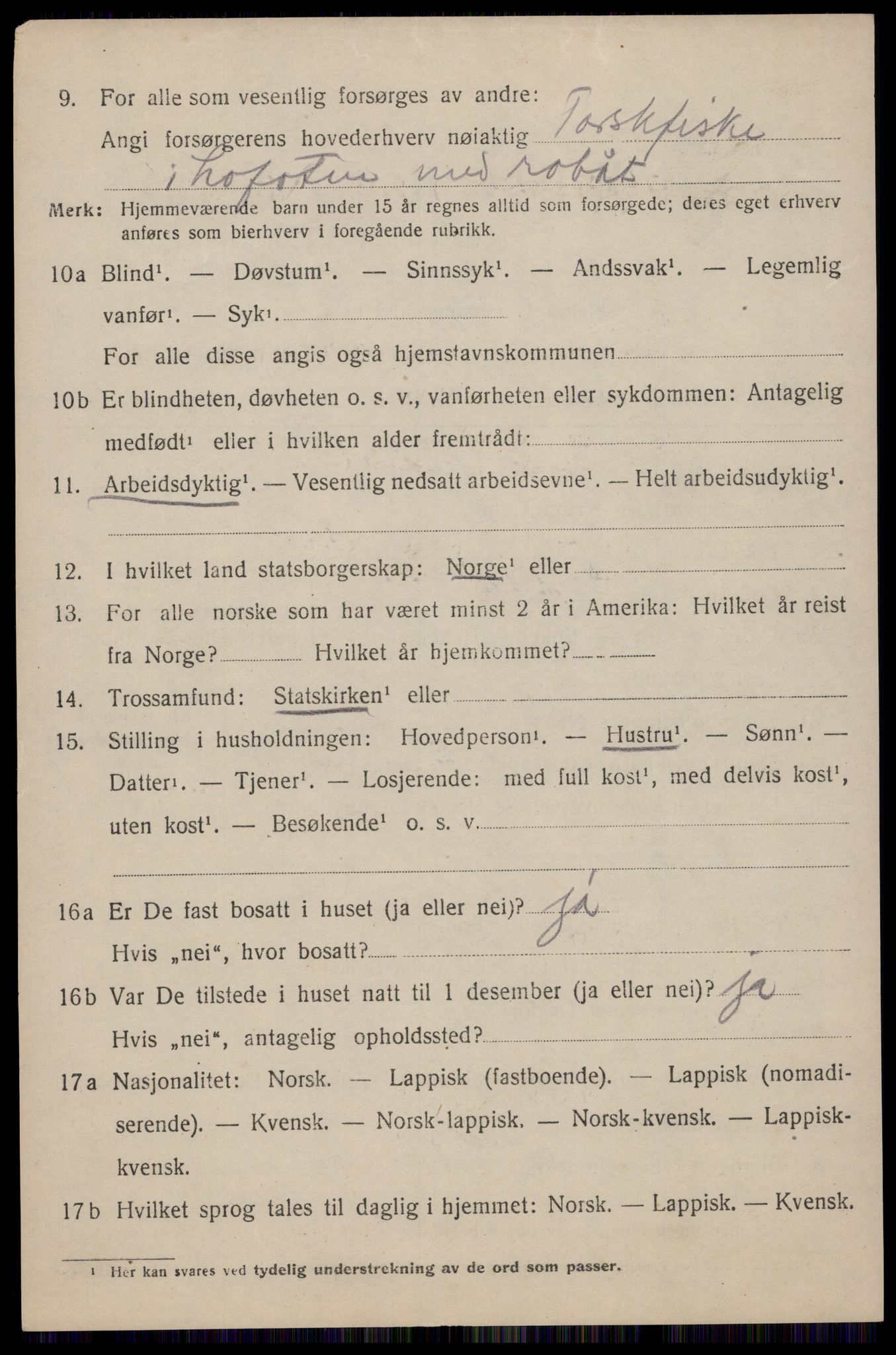 SAT, 1920 census for Flakstad, 1920, p. 1204