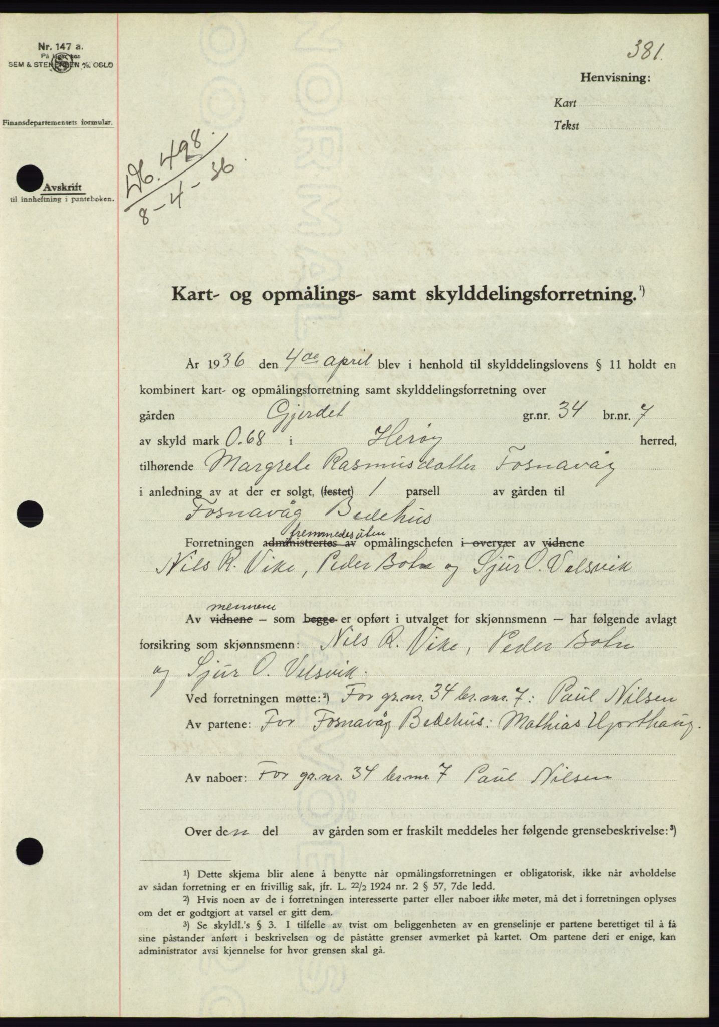 Søre Sunnmøre sorenskriveri, AV/SAT-A-4122/1/2/2C/L0060: Mortgage book no. 54, 1935-1936, Deed date: 08.04.1936