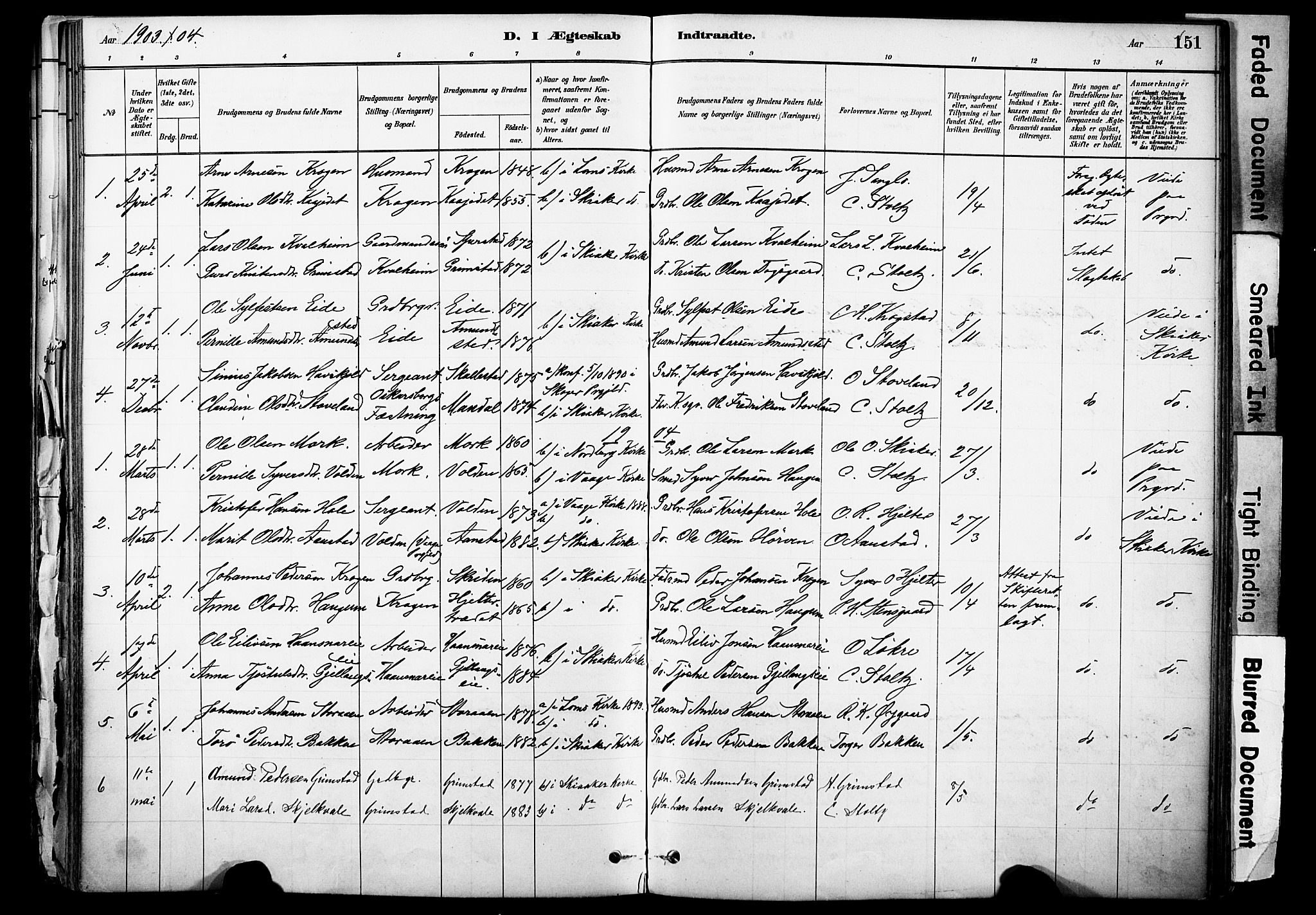 Skjåk prestekontor, SAH/PREST-072/H/Ha/Haa/L0003: Parish register (official) no. 3, 1880-1907, p. 151