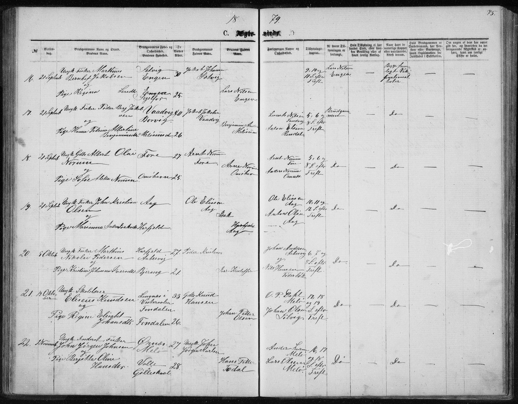 Ministerialprotokoller, klokkerbøker og fødselsregistre - Nordland, SAT/A-1459/843/L0635: Parish register (copy) no. 843C04, 1872-1887, p. 75