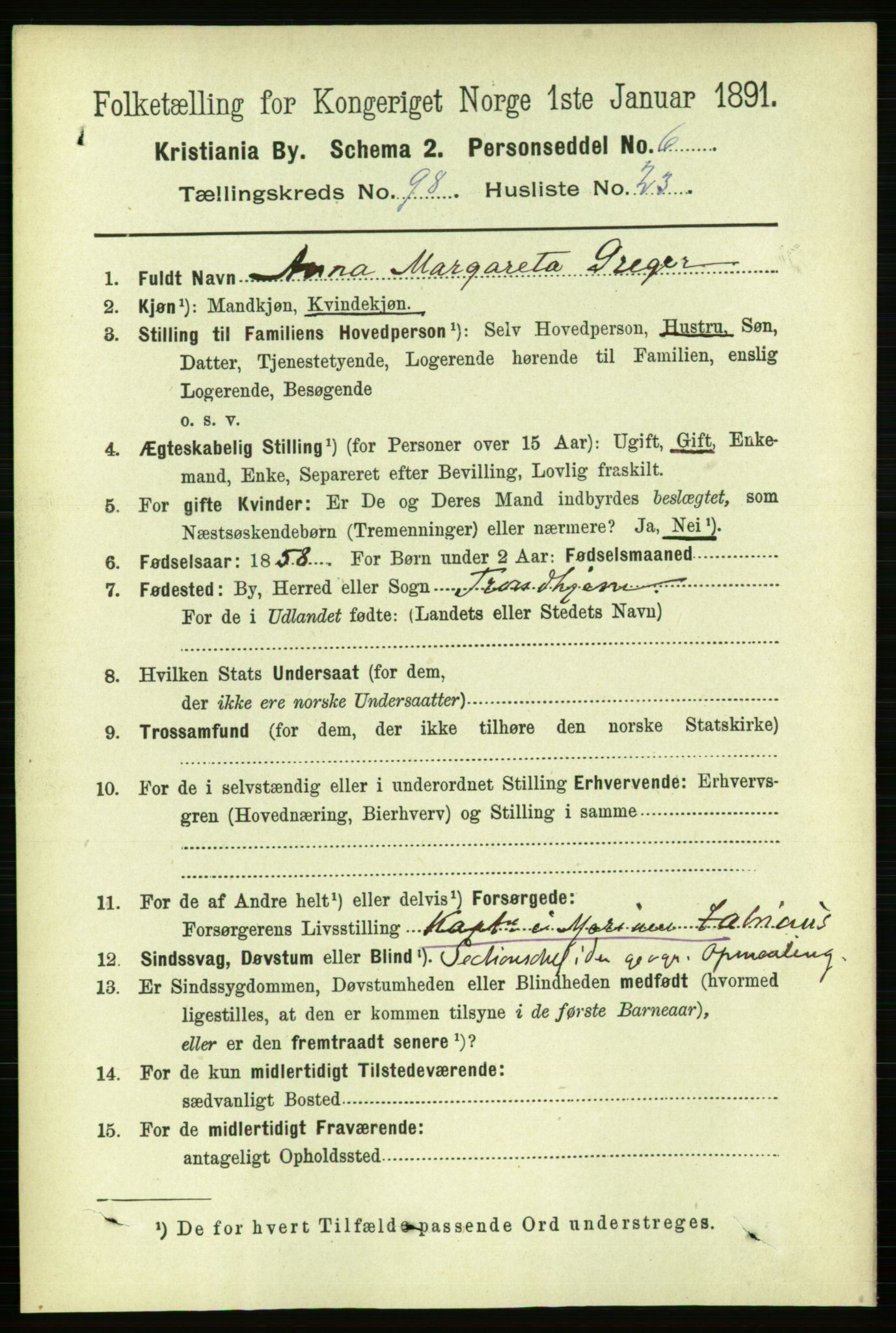 RA, 1891 census for 0301 Kristiania, 1891, p. 48494