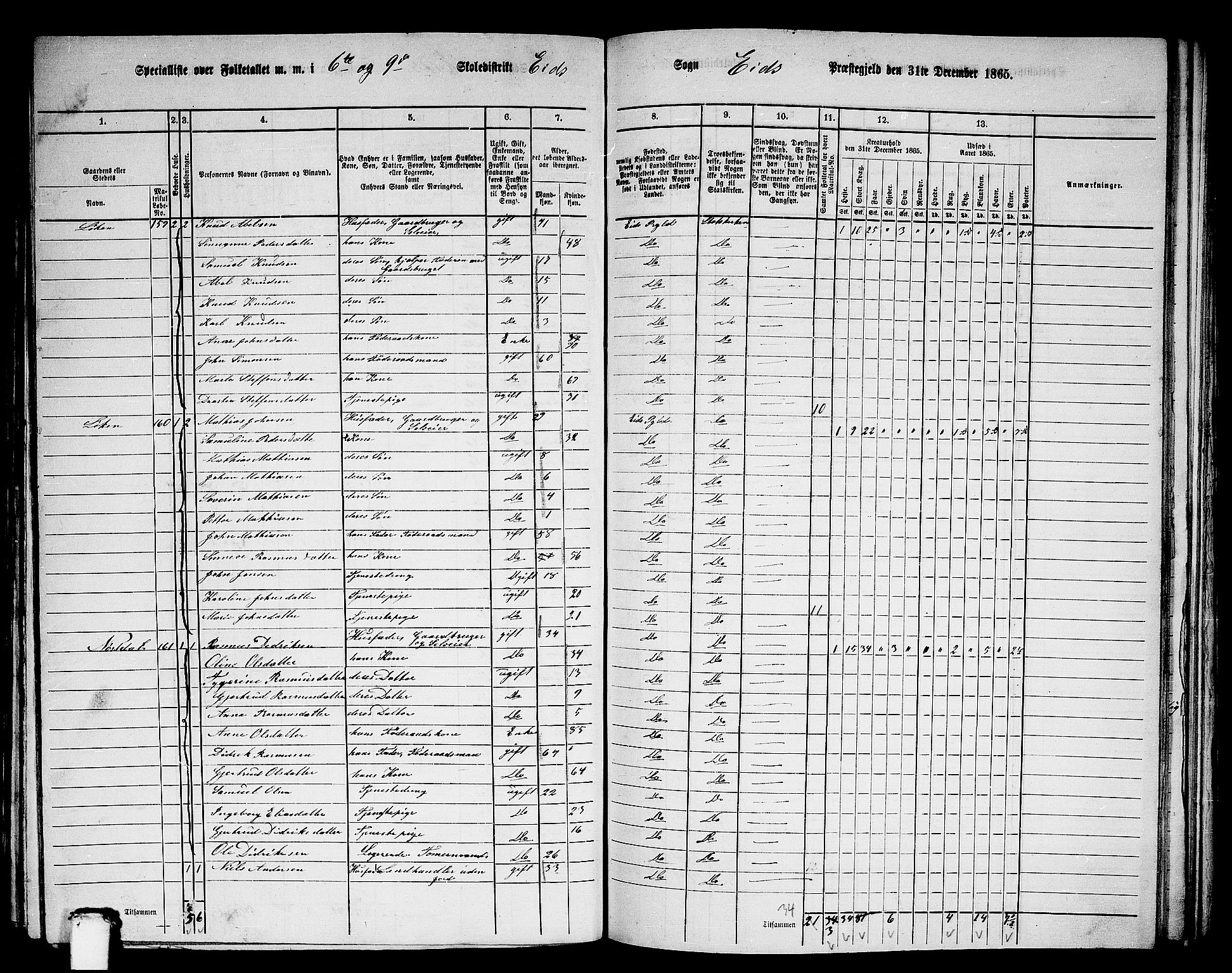 RA, 1865 census for Eid, 1865, p. 131