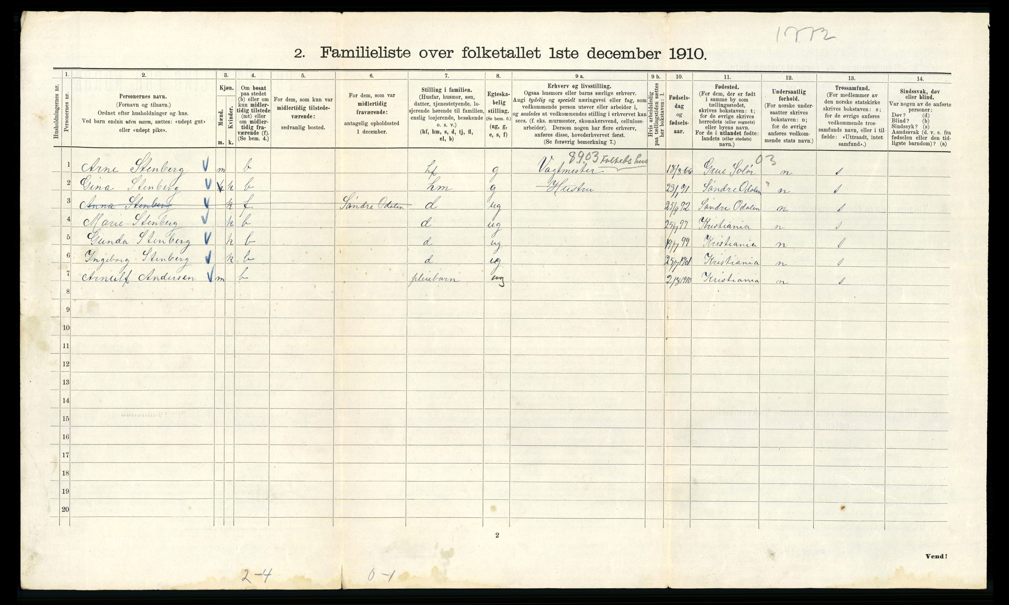 RA, 1910 census for Kristiania, 1910, p. 123616