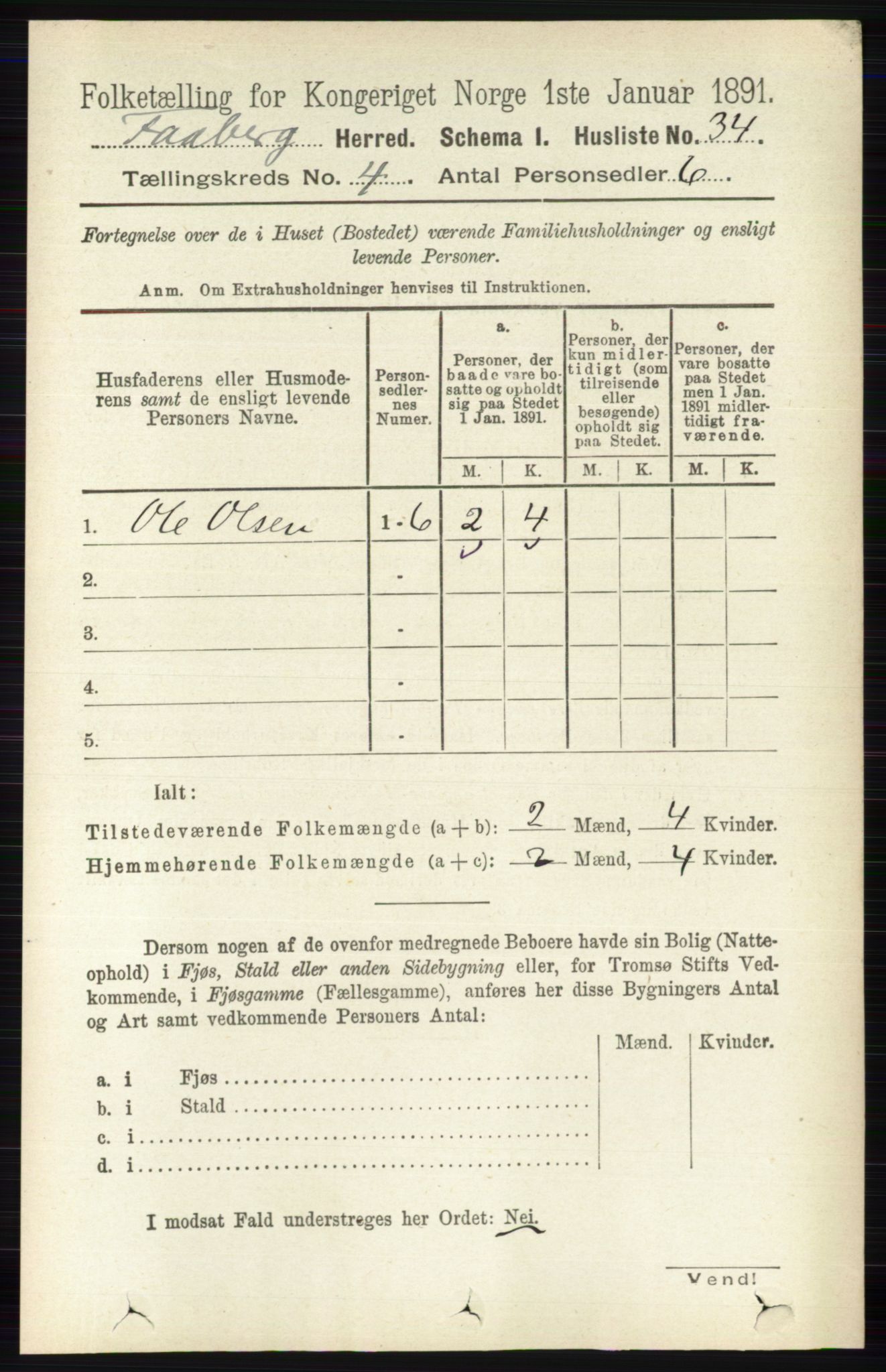 RA, 1891 census for 0524 Fåberg, 1891, p. 1199