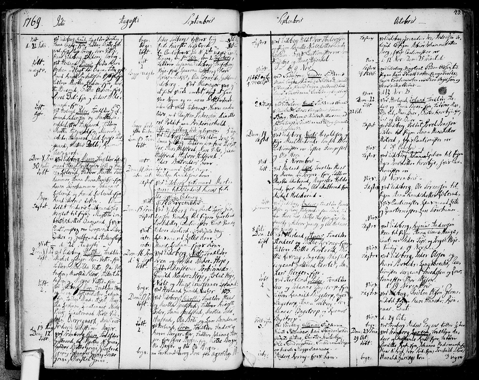 Eidsberg prestekontor Kirkebøker, AV/SAO-A-10905/F/Fa/L0004: Parish register (official) no. I 4, 1759-1788, p. 43