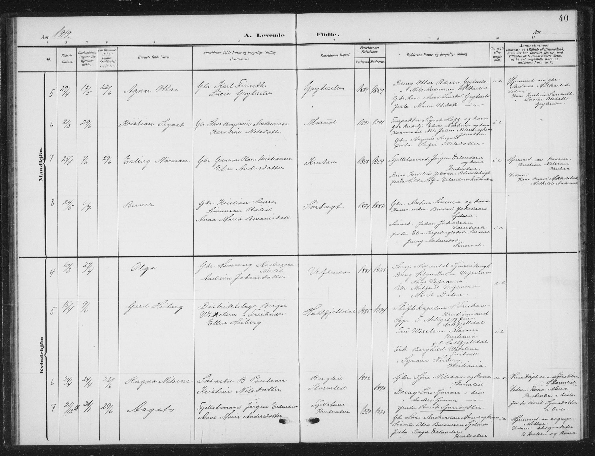 Ministerialprotokoller, klokkerbøker og fødselsregistre - Nordland, AV/SAT-A-1459/823/L0331: Parish register (copy) no. 823C03, 1905-1934, p. 40