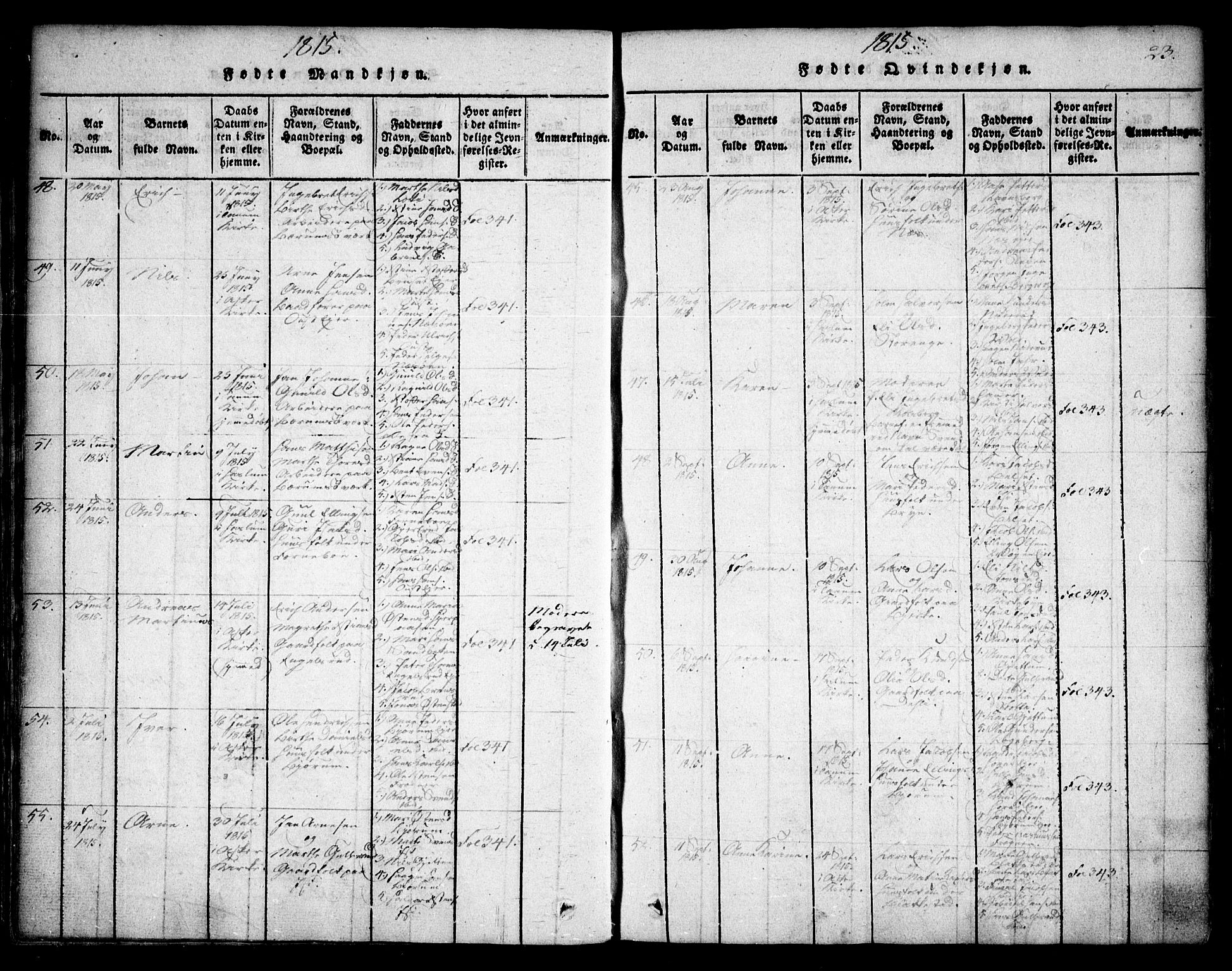 Asker prestekontor Kirkebøker, AV/SAO-A-10256a/F/Fa/L0006: Parish register (official) no. I 6, 1814-1824, p. 23