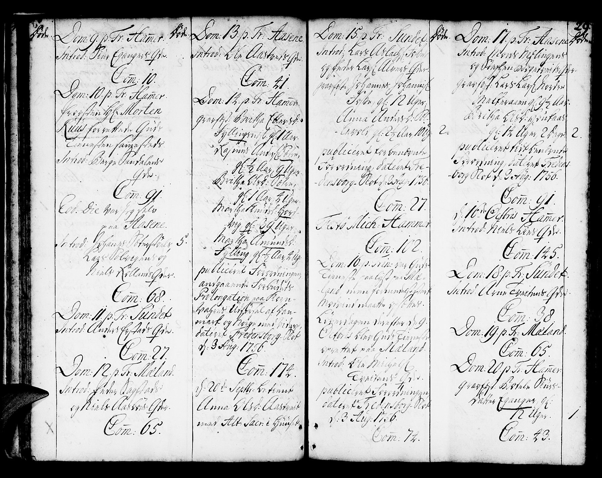 Hamre sokneprestembete, AV/SAB-A-75501/H/Ha/Haa/Haaa/L0006: Parish register (official) no. A 6, 1750-1761, p. 29