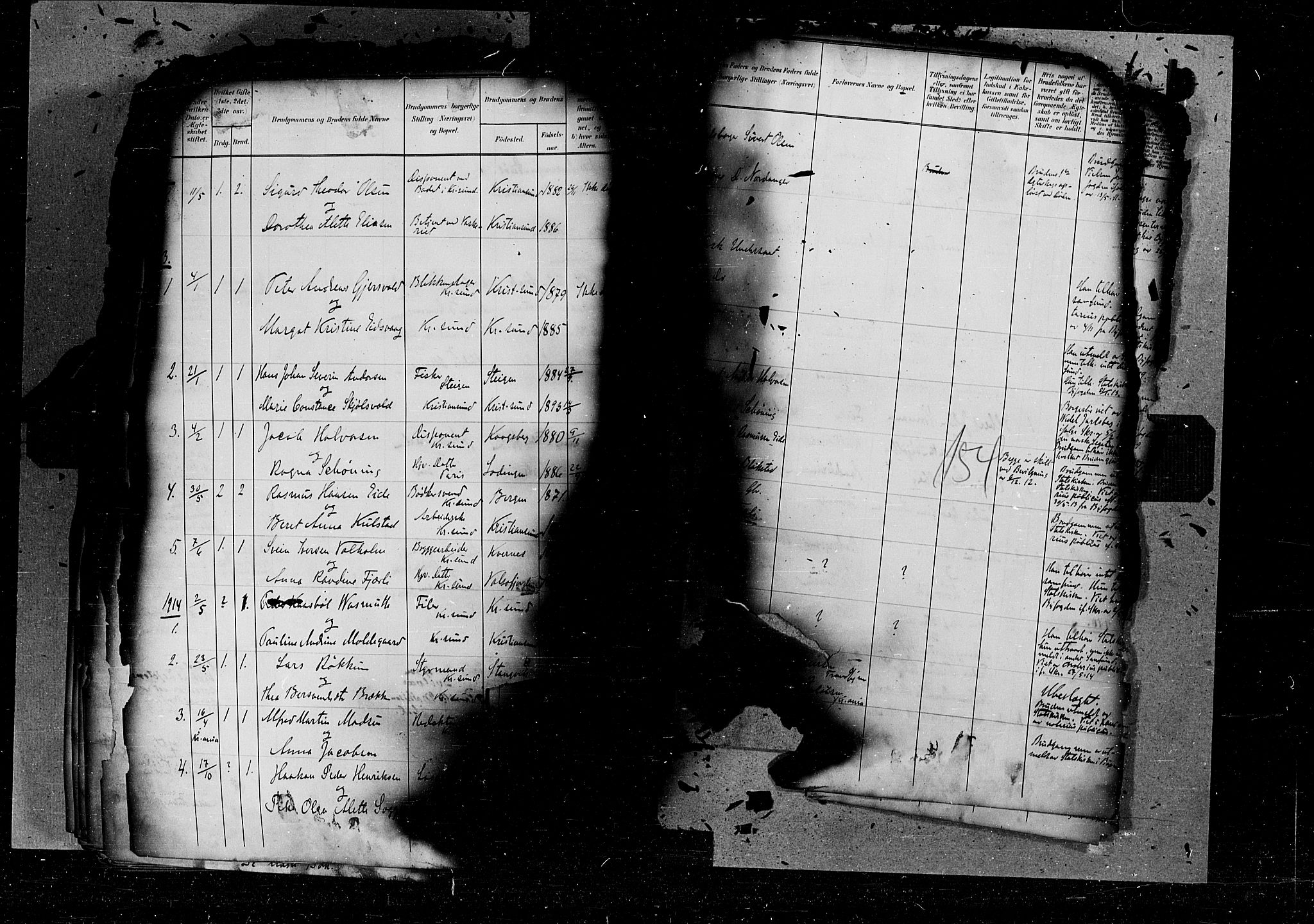 Kristiansund sokneprestkontor, SAT/A-1068/1/I/I1: Parish register (official) no. 6d, 1905-1917, p. 154