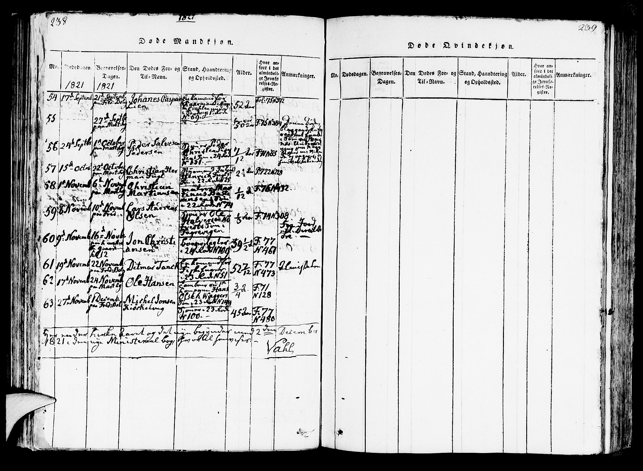 Korskirken sokneprestembete, AV/SAB-A-76101/H/Hab: Parish register (copy) no. A 1b, 1815-1821, p. 238-239