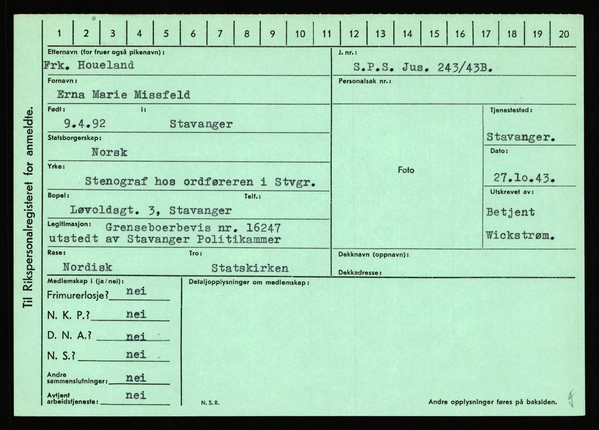 Statspolitiet - Hovedkontoret / Osloavdelingen, AV/RA-S-1329/C/Ca/L0007: Hol - Joelsen, 1943-1945, p. 1072