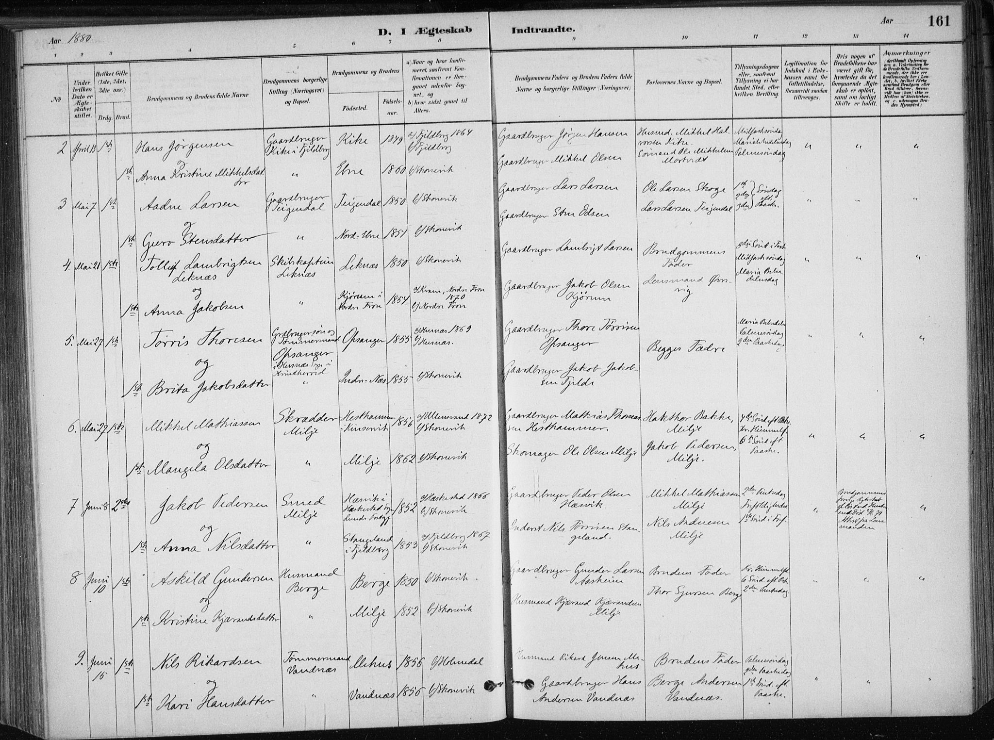 Skånevik sokneprestembete, SAB/A-77801/H/Haa: Parish register (official) no. B 1, 1879-1914, p. 161
