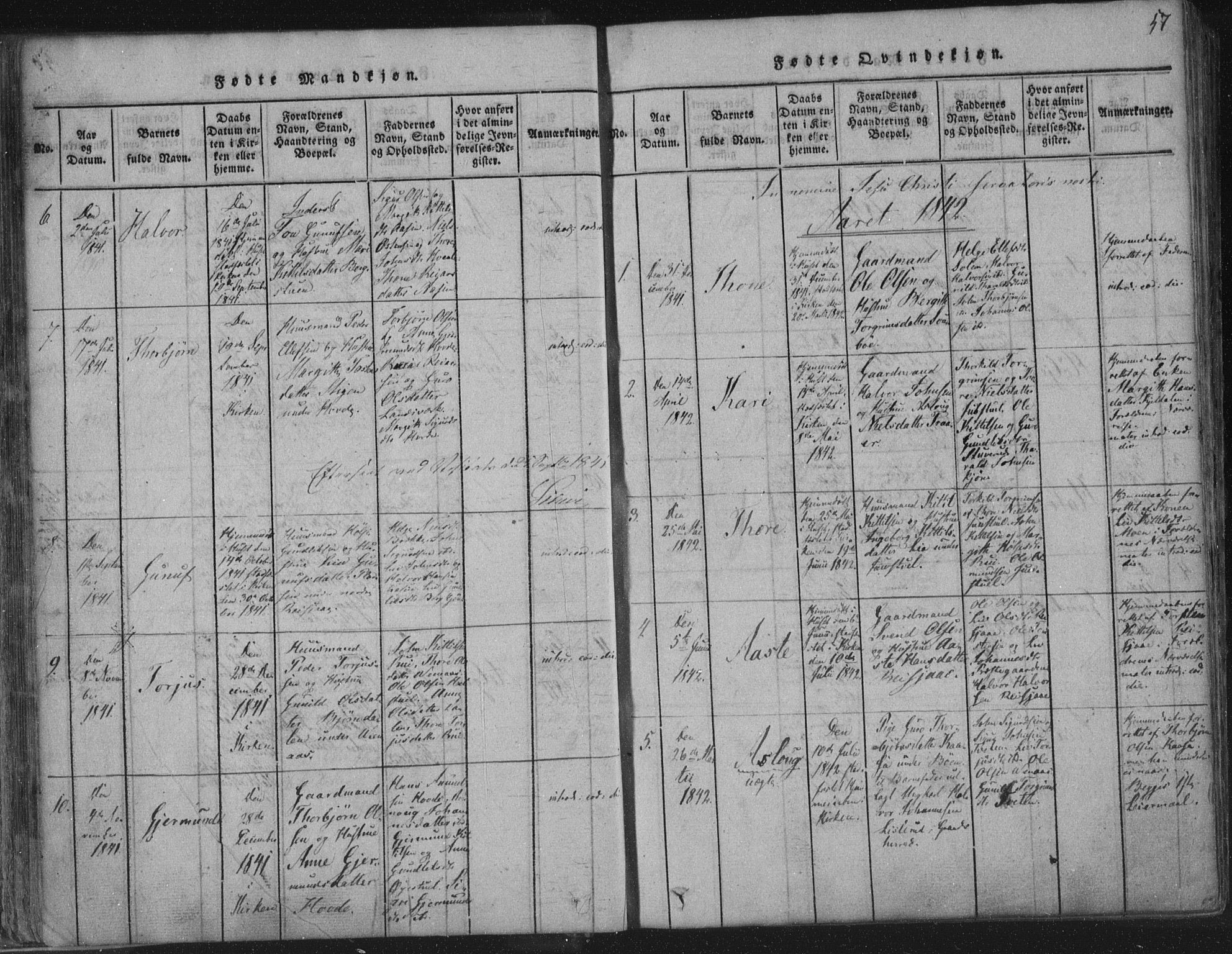 Hjartdal kirkebøker, AV/SAKO-A-270/F/Fc/L0001: Parish register (official) no. III 1, 1815-1843, p. 57