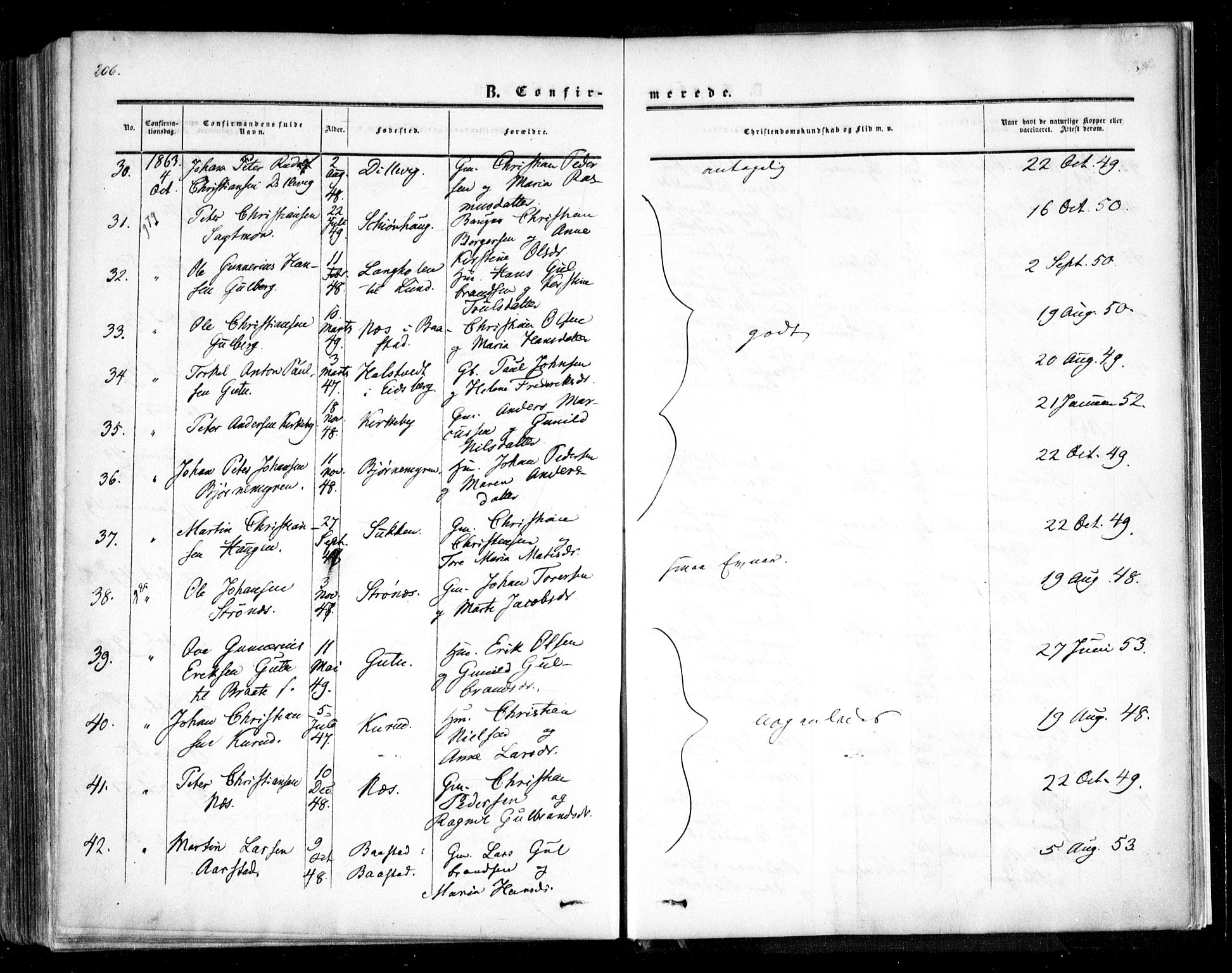 Trøgstad prestekontor Kirkebøker, SAO/A-10925/F/Fa/L0008.a: Parish register (official) no. I 8A, 1855-1864, p. 206