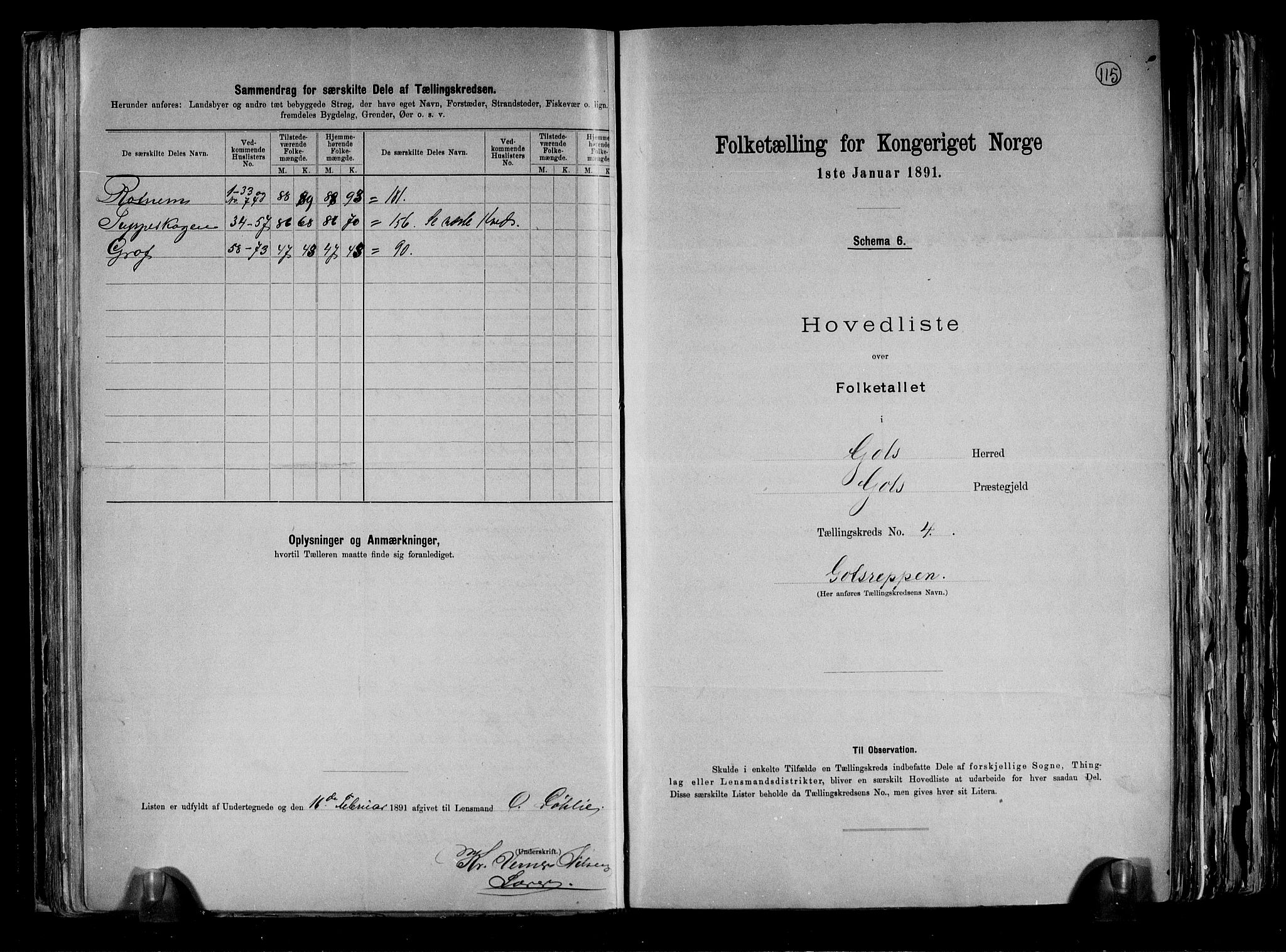 RA, 1891 census for 0617 Gol og Hemsedal, 1891, p. 10